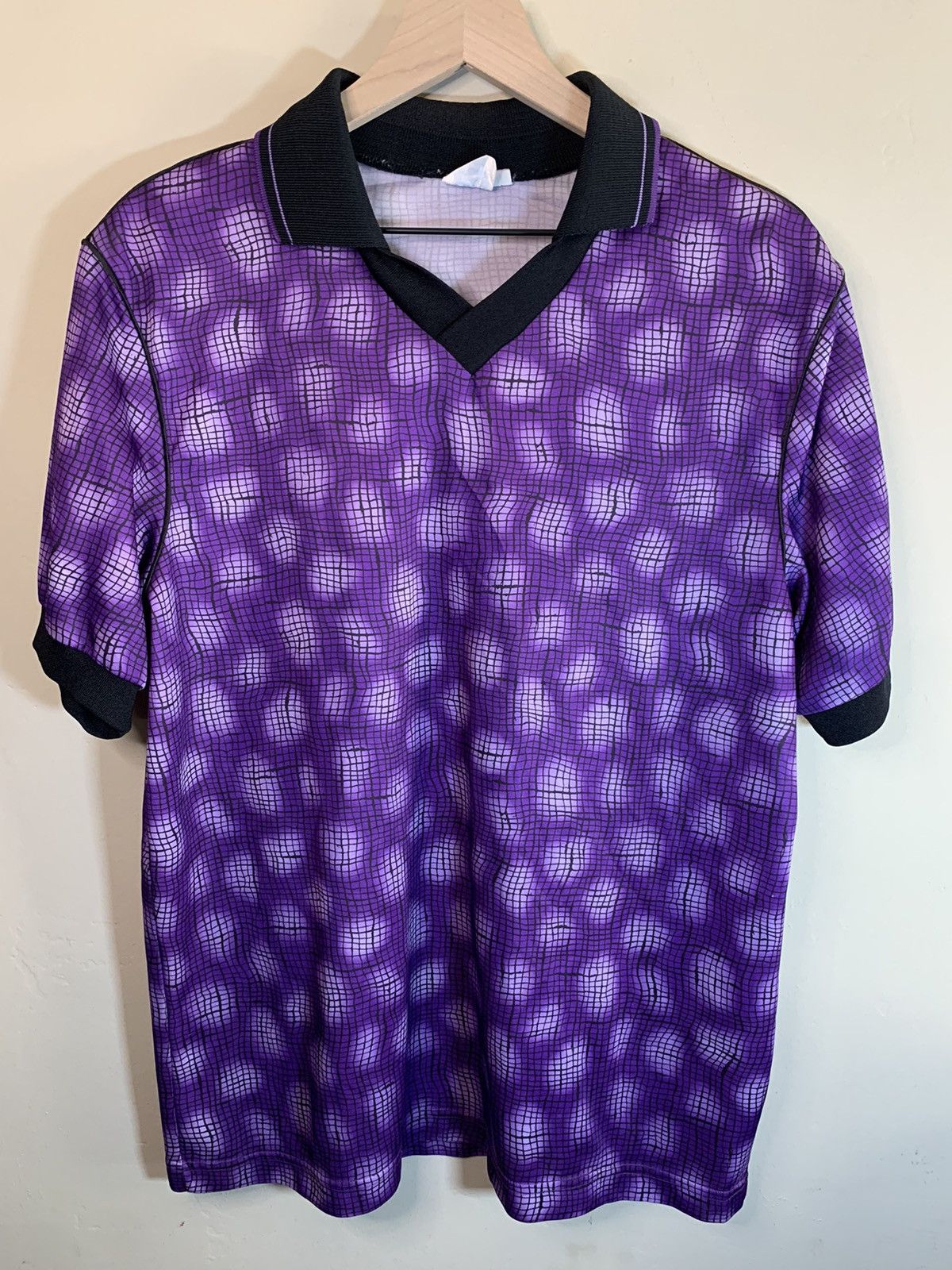 Vintage *RARE* Vintage Fractal Warped Grid AOP USA-Made Jersey - L Size US L / EU 52-54 / 3 - 1 Thumbnail