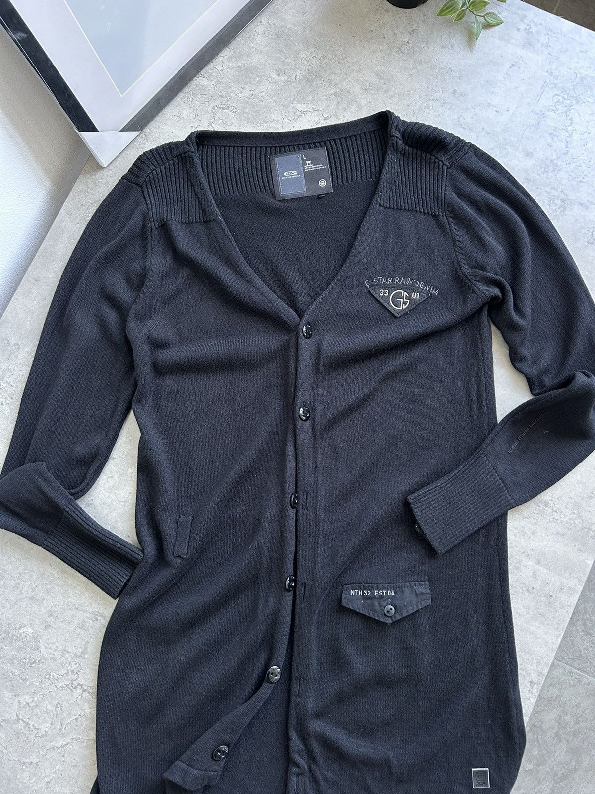 G-Star × Vintage G - Star RAW Knit Long Black Cardigan Jumper Size L / US 10 / IT 46 - 8 Thumbnail