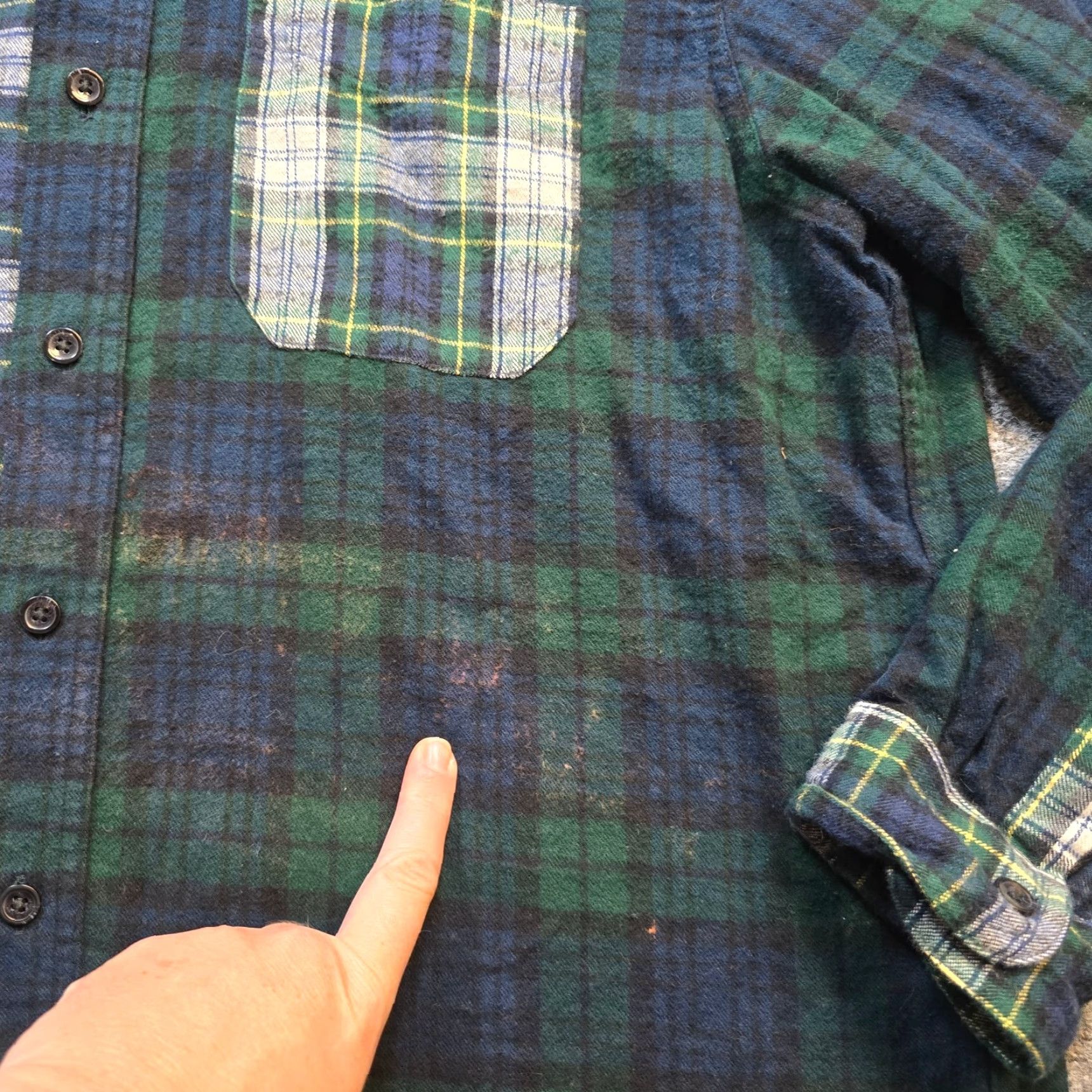 Vintage LL Bean Shirt Men Large Green Black Watch Plaid Patchwork Flannel Casual Outdoor Button-Up Long Sleeve Size US L / EU 52-54 / 3 - 5 Thumbnail
