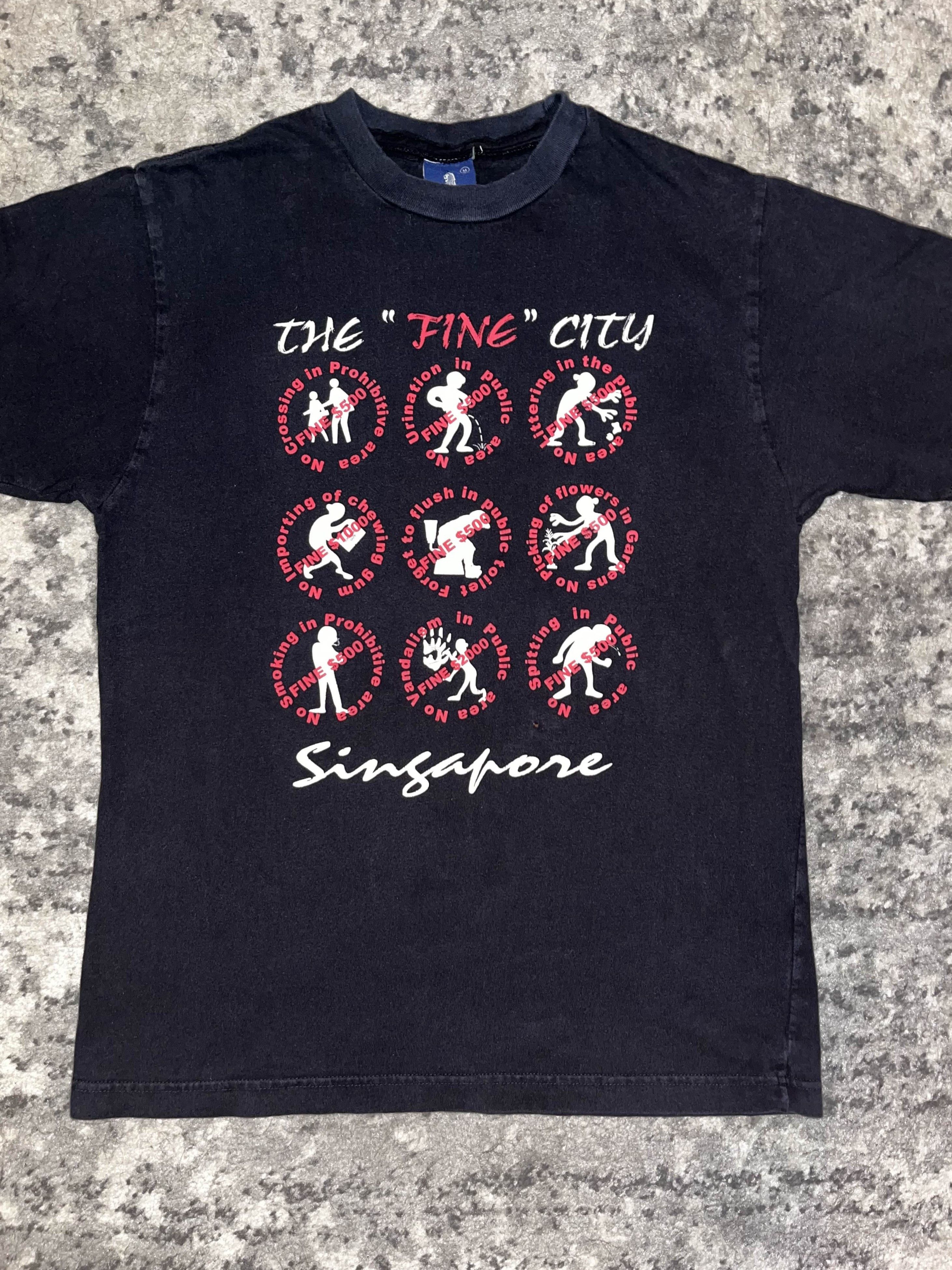 Vintage 00s Singapore The "Fine" City Parody Shirt Size US M / EU 48-50 / 2 - 2 Thumbnail