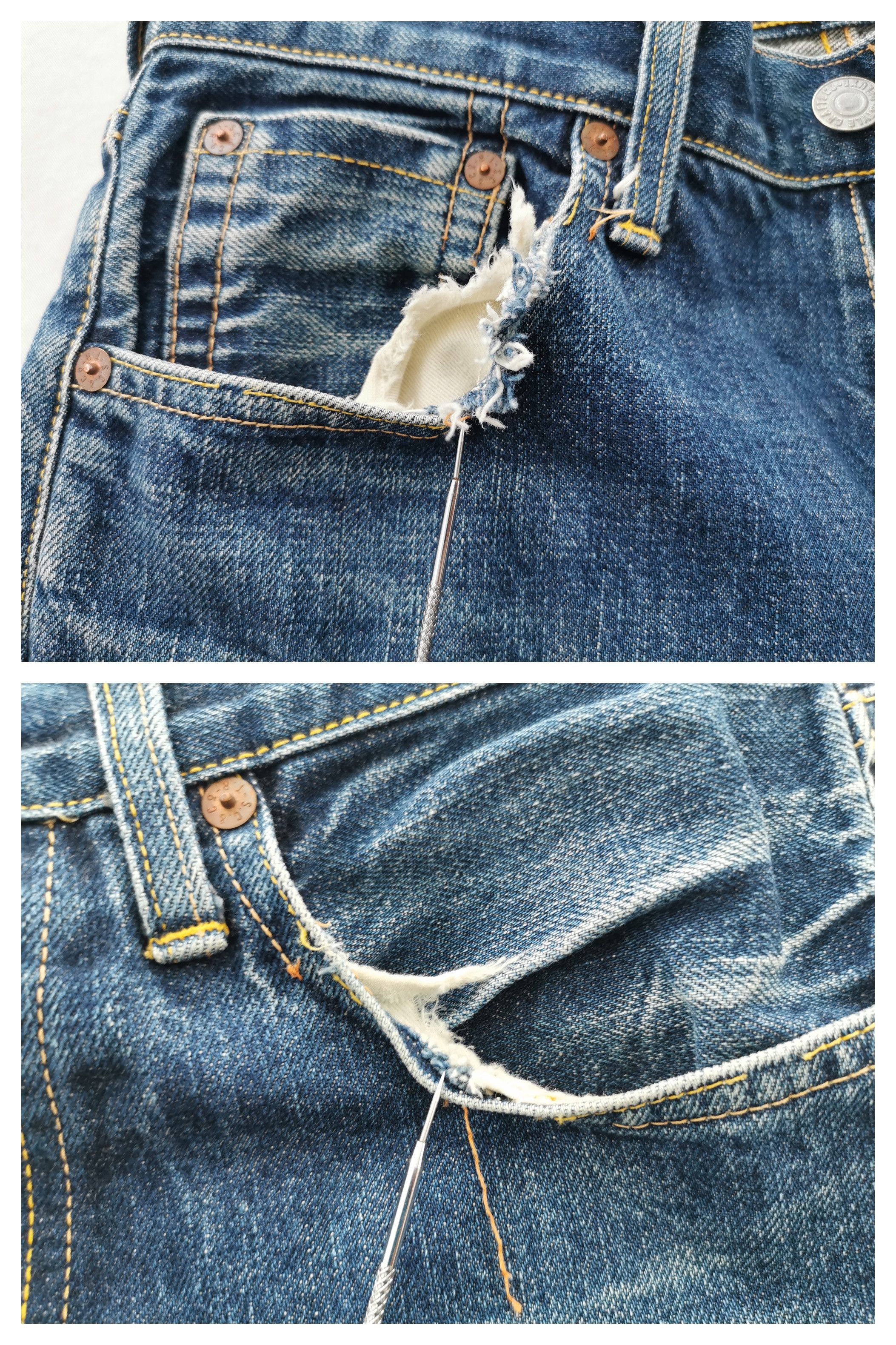 Vintage Vintage 90s Evis Lot 2601 Logo Selvedge Denim Size 30/29x34 Size US 30 / EU 46 - 9 Thumbnail