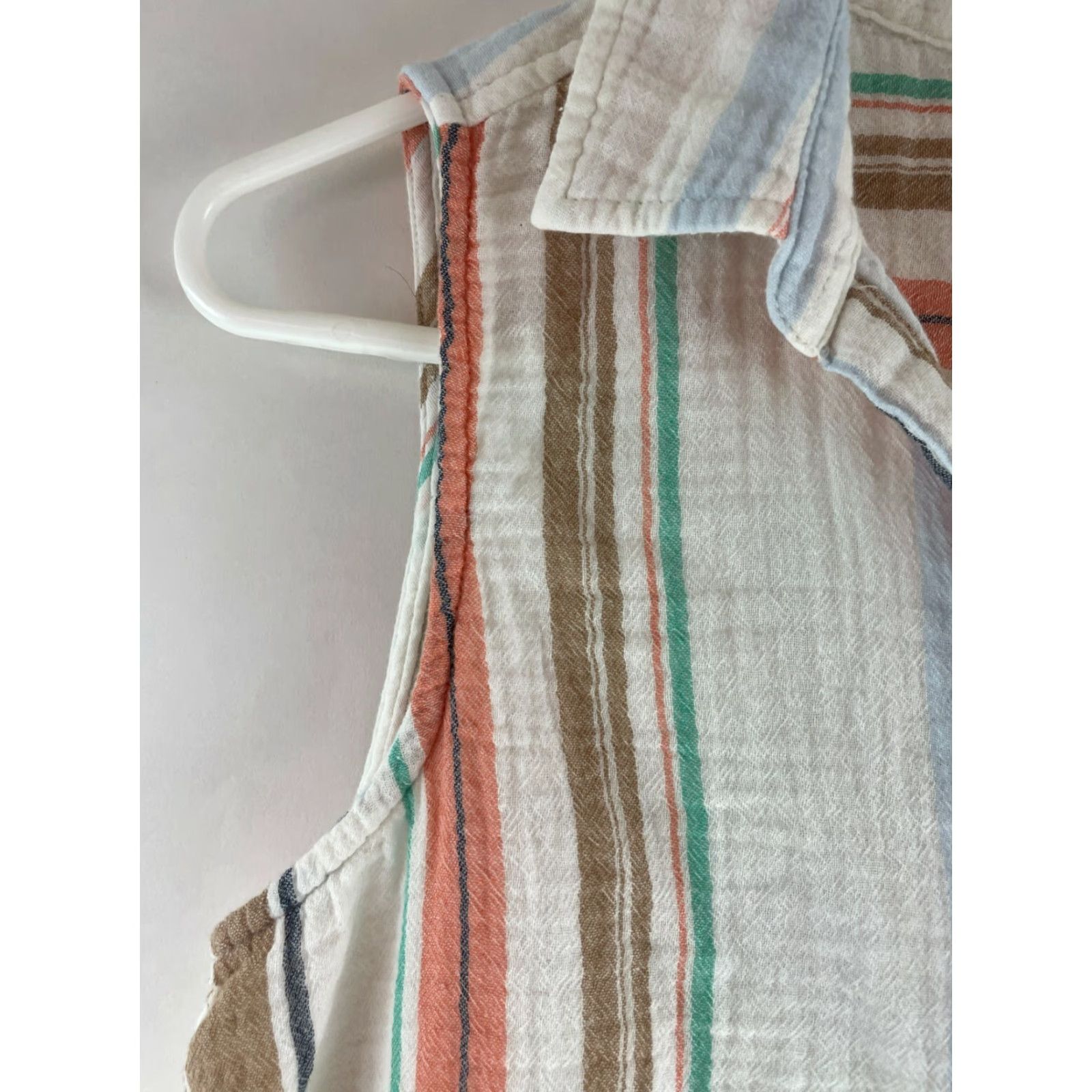 Vintage Time And Tru Blouse Shirt Women's Small Stripes Button Up Sleeveless White Sleeveless Shirt Womens Size S / US 4 / IT 40 - 3 Thumbnail