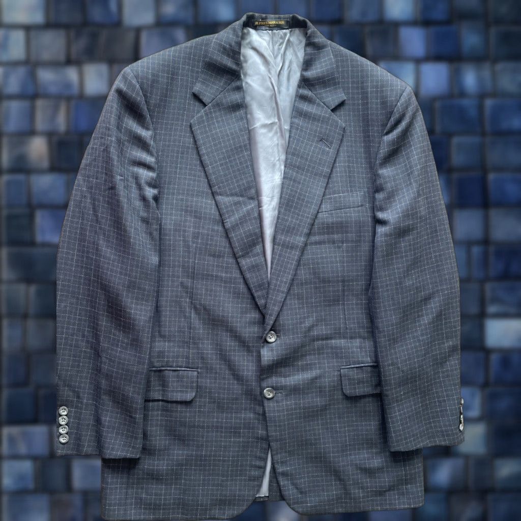 Vintage VINTAGE Hickey Freeman Sport Coat Jacket Mens 44R Black Windowpane Wool Coat Regular Notch 2-Button 4-Button? Size US S / EU 44-46 / 1 - 1 Thumbnail