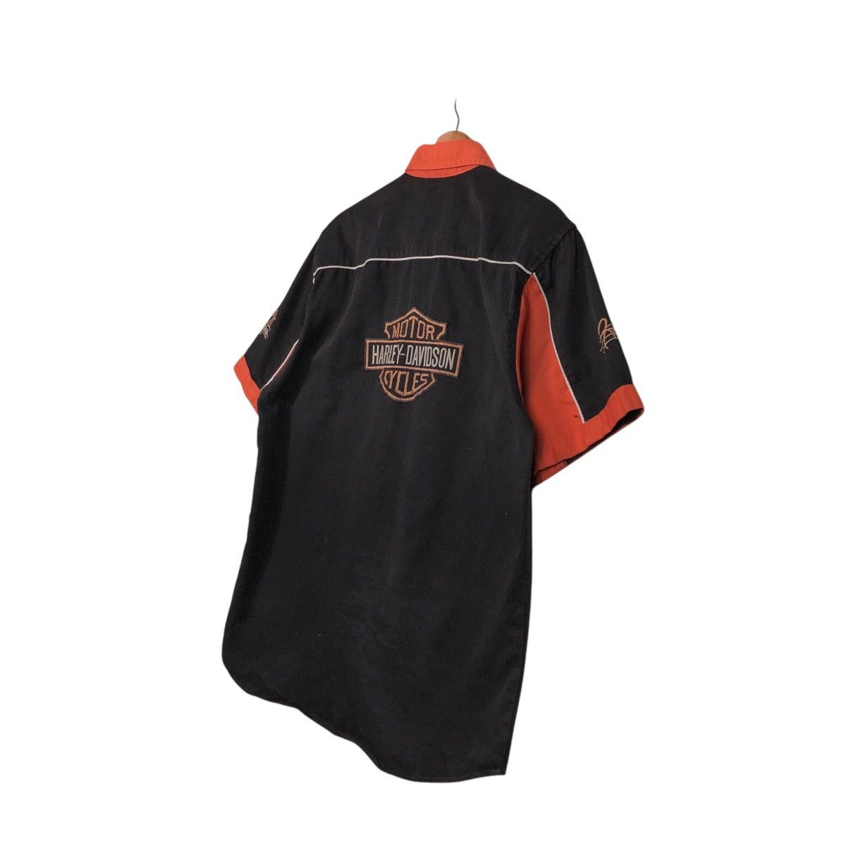 Harley Davidson 📌Vintage Work Shirt Bowling Racing Harley Davidson Big Logo Size US L / EU 52-54 / 3 - 13 Thumbnail