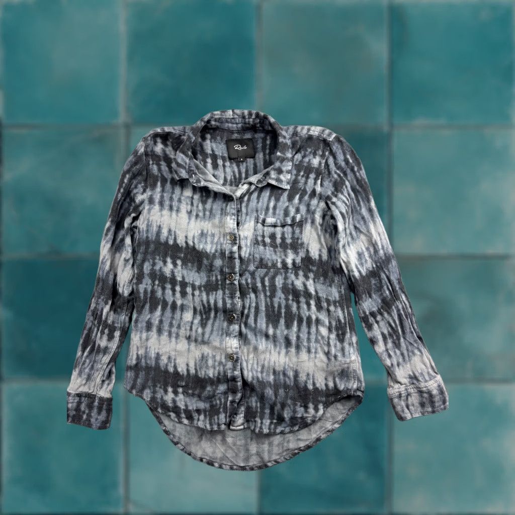 Rails Rails Button Up Shirt Women’s Small Gray Black Tie Dye Long Sleeve Pocket Shirt Size S / US 4 / IT 40 - 1 Thumbnail