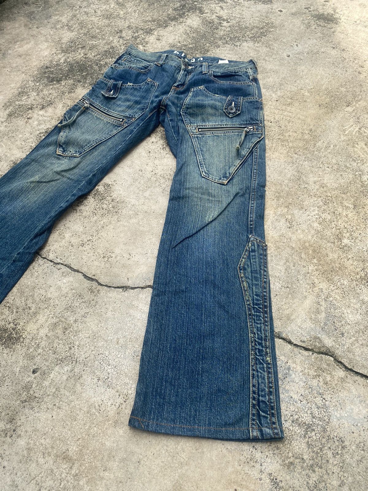 If Six Was Nine × Japanese Brand Flare Jeans Bison Double Knee Multipocket Size US 31 - 2 Thumbnail
