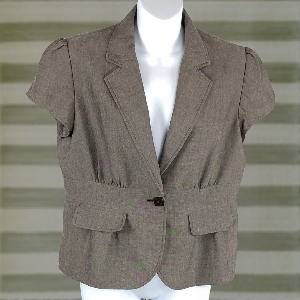 Nine West Nine West blazer jacket cropped 12 brown shortsleeve cap career Y2K academia Size XL / US 12-14 / IT 48-50 - 1 Thumbnail