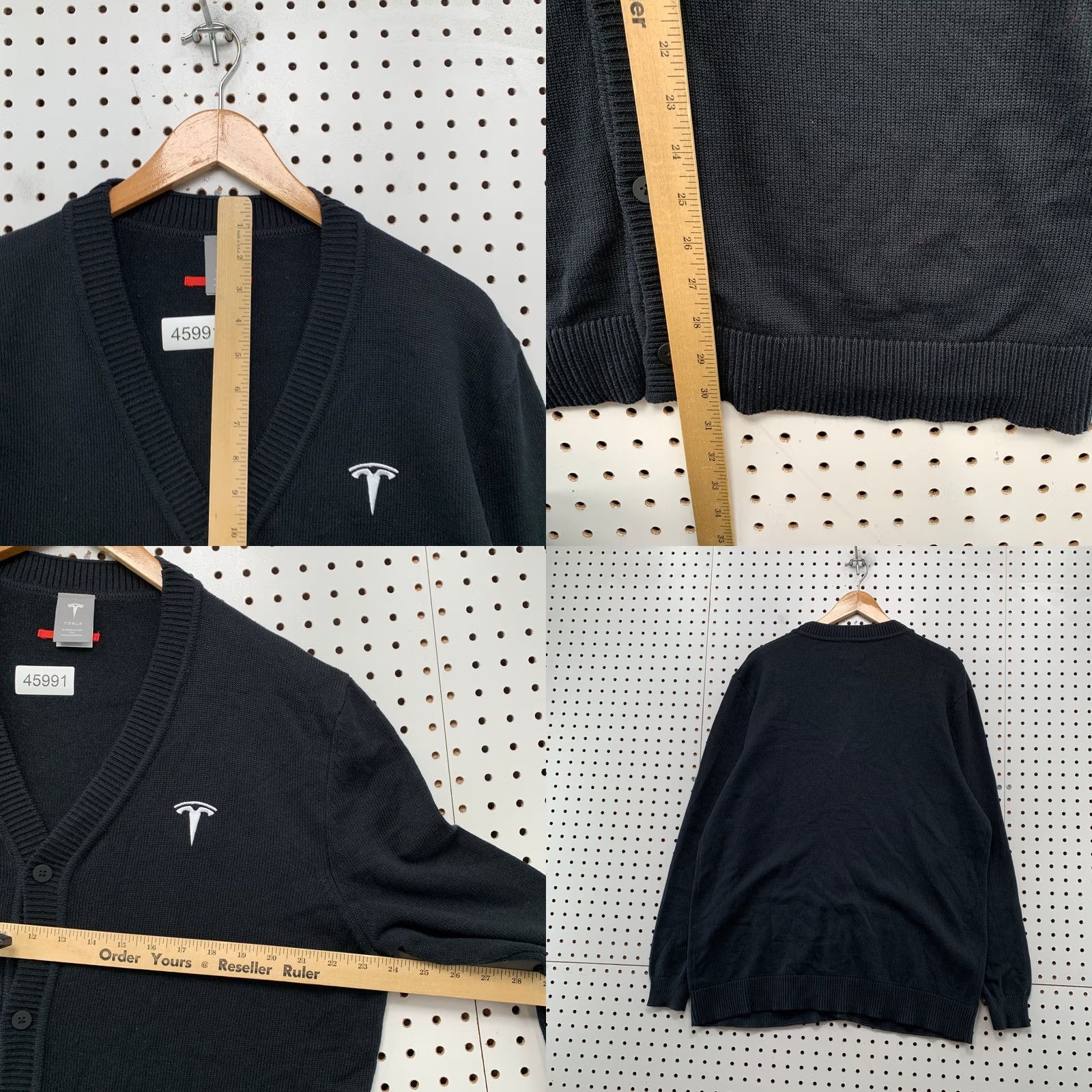 Vintage Tesla Cardigan Sweater Mens Large Black Embroidered Logo Button Electric Car Size US L / EU 52-54 / 3 - 8 Thumbnail