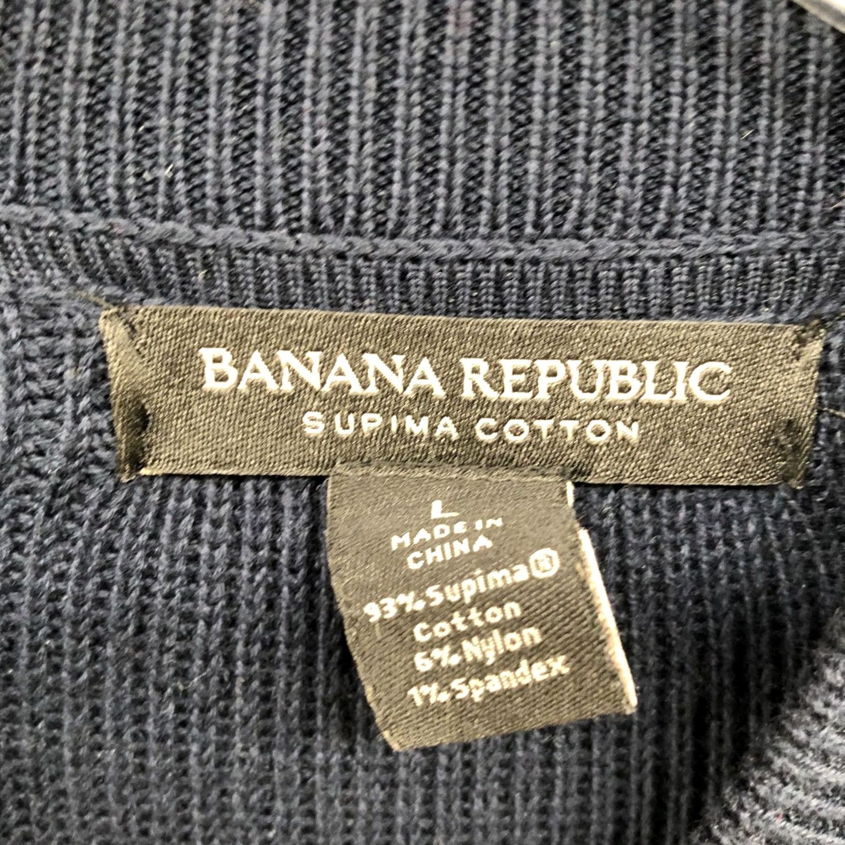 Banana Republic Banana Republic Full Zip Sweater Mens L Navy Blue Supima Cotton Blend Knit Band Collar Casual Fall Winter Mens L Blue Satin Not Applicable Size US L / EU 52-54 / 3 - 5 Thumbnail