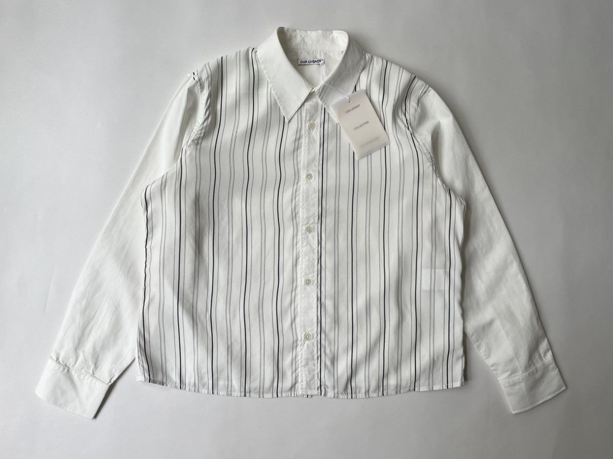image of Our Legacy S/s 20 ‘White Stripe Placket Shirt’ in White/Black, Men's (Size Medium)