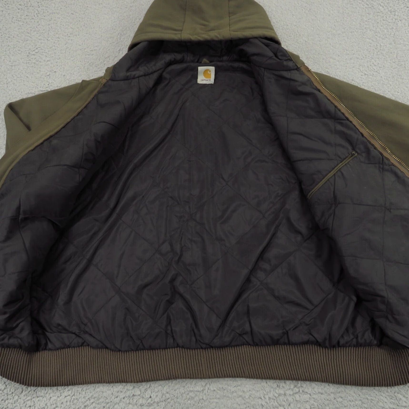 Carhartt VINTAGE Carhartt Jacket Mens 2XL Green Full Zip Hooded Quilt Lined Coat J130 90s Grunge USA Army Outdoors Workwear Bomber Jacket Outdoors Mens Size US XXL / EU 58 / 5 - 6 Thumbnail