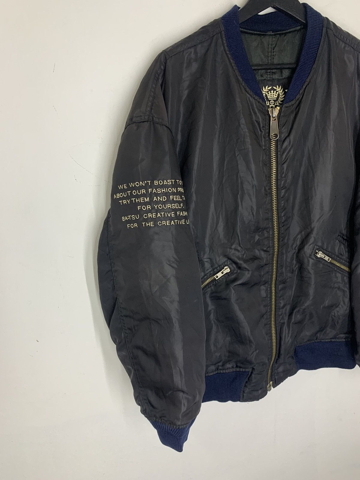 Japanese Brand Vintage Mens BATSU Japanese Brand Flight Jacket Size US XL / EU 56 / 4 - 4 Thumbnail