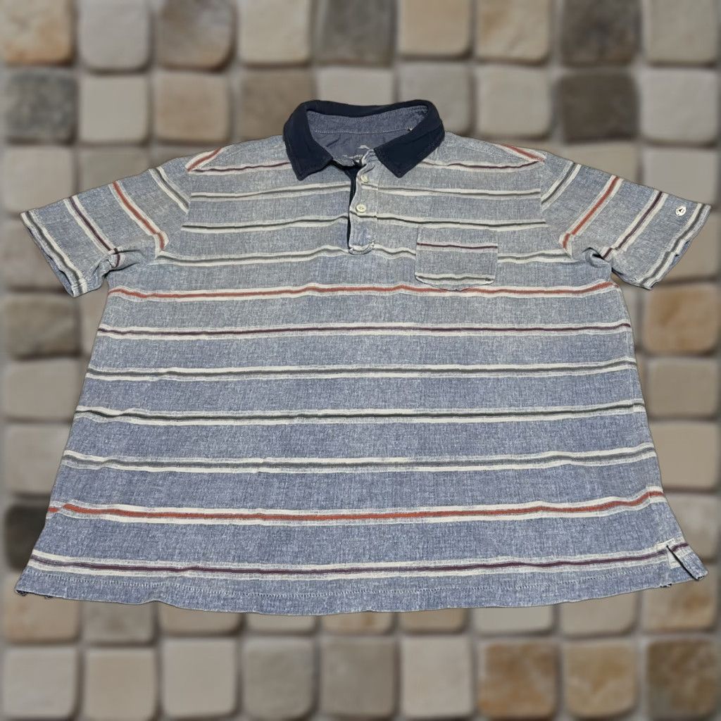 Tommy Bahama Tommy Bahama Polo Shirt Men's XL Island 100% Cotton Blue Striped Modern Fit Short Sleeve Polo Shirt Men XL Blue Size US XL / EU 56 / 4 - 1 Thumbnail