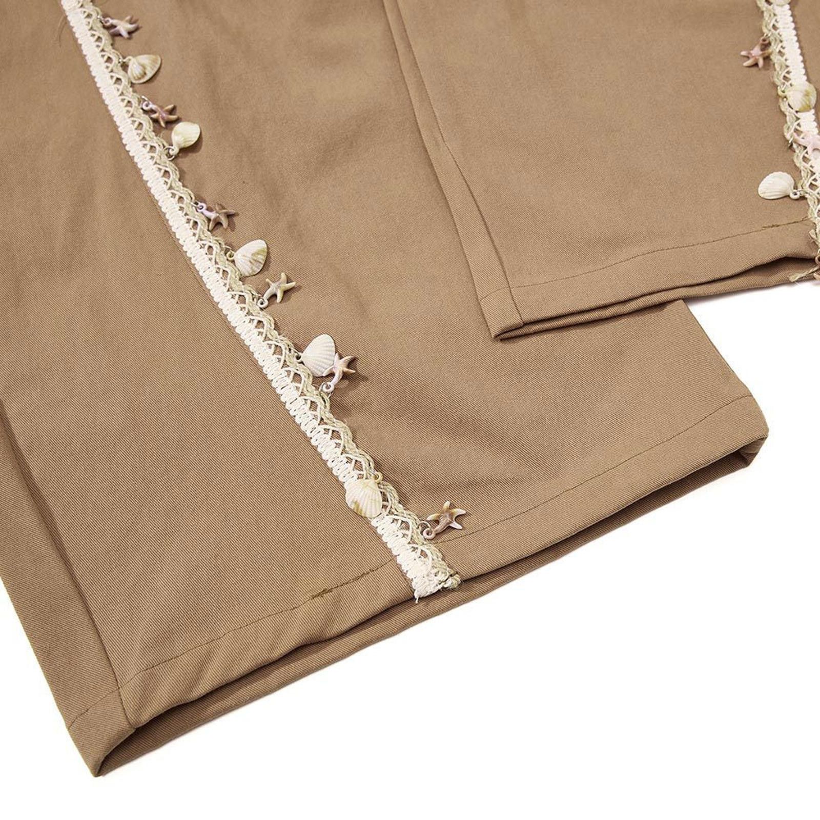 Japanese Brand Brown Wide Leg Pants with Side Tassel Detail Size US 30 / EU 46 - 8 Thumbnail