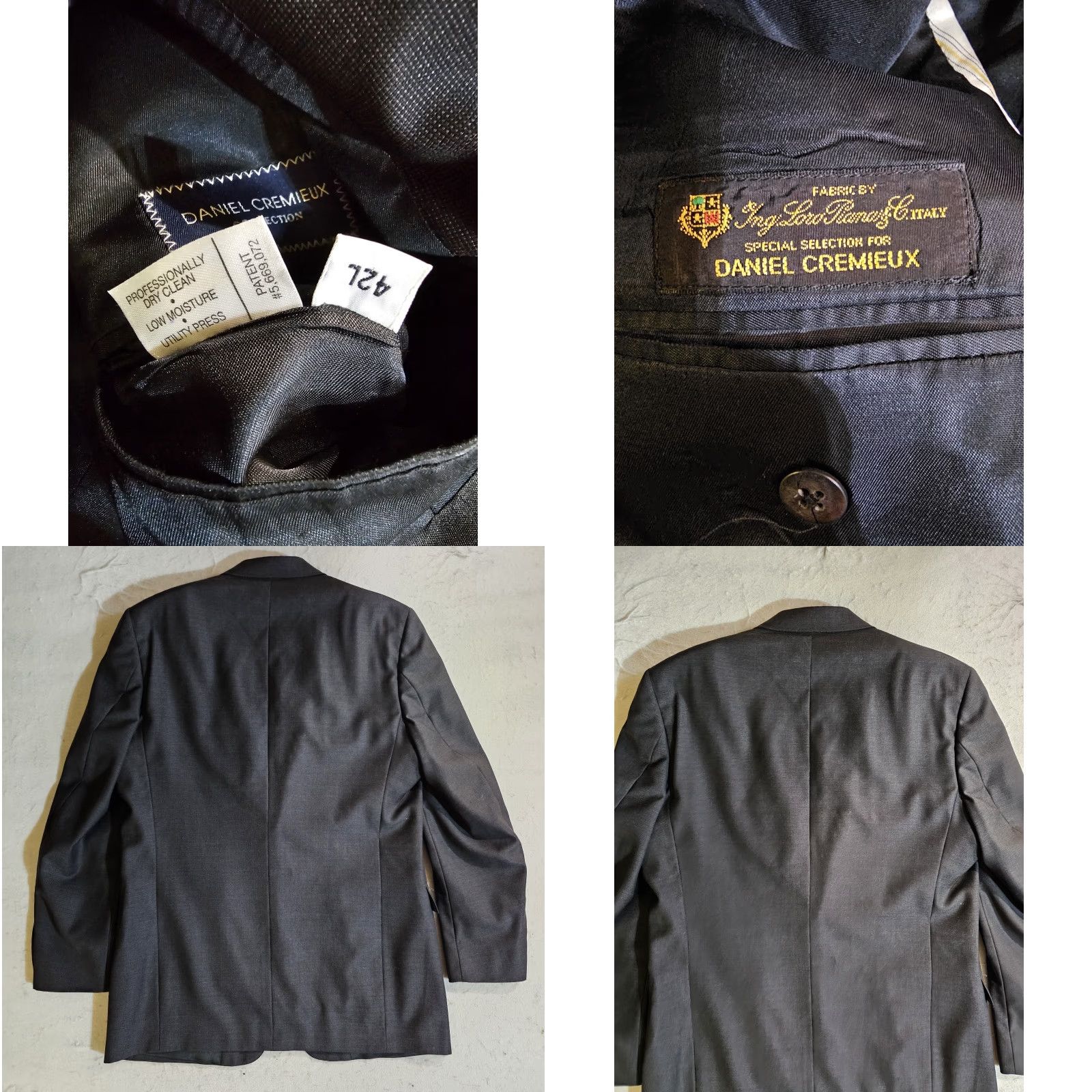 Cremieux Daniel Cremieux Collection Loro Piana Suit Jacket Blazer Mens 42L Charcoal Wool Wool Blazer Regular Cardigan? Sorry. Size 42R - 8 Thumbnail