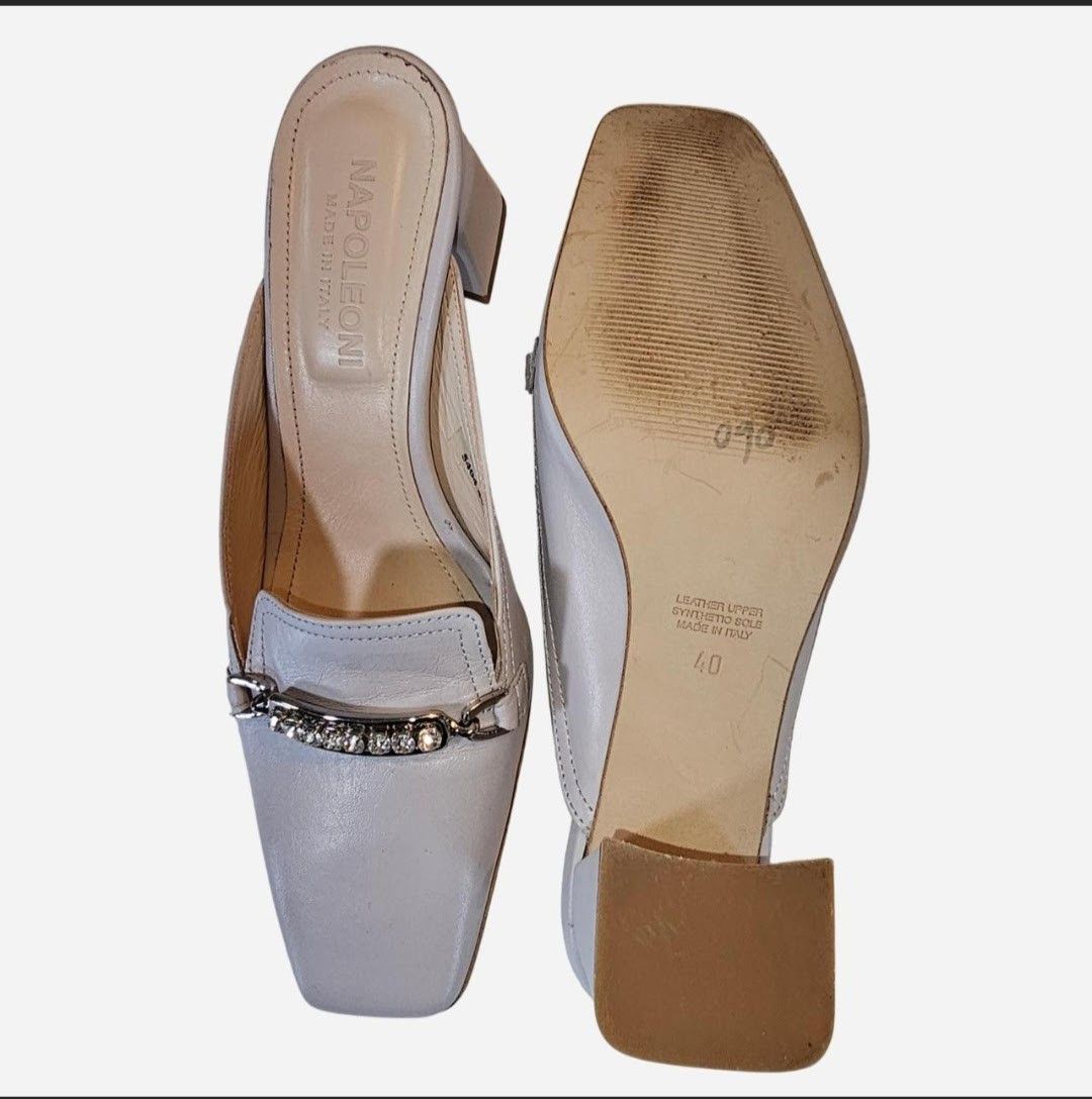 Other Napoleoni Grey leather mules Size US 10 / IT 40 - 4 Thumbnail