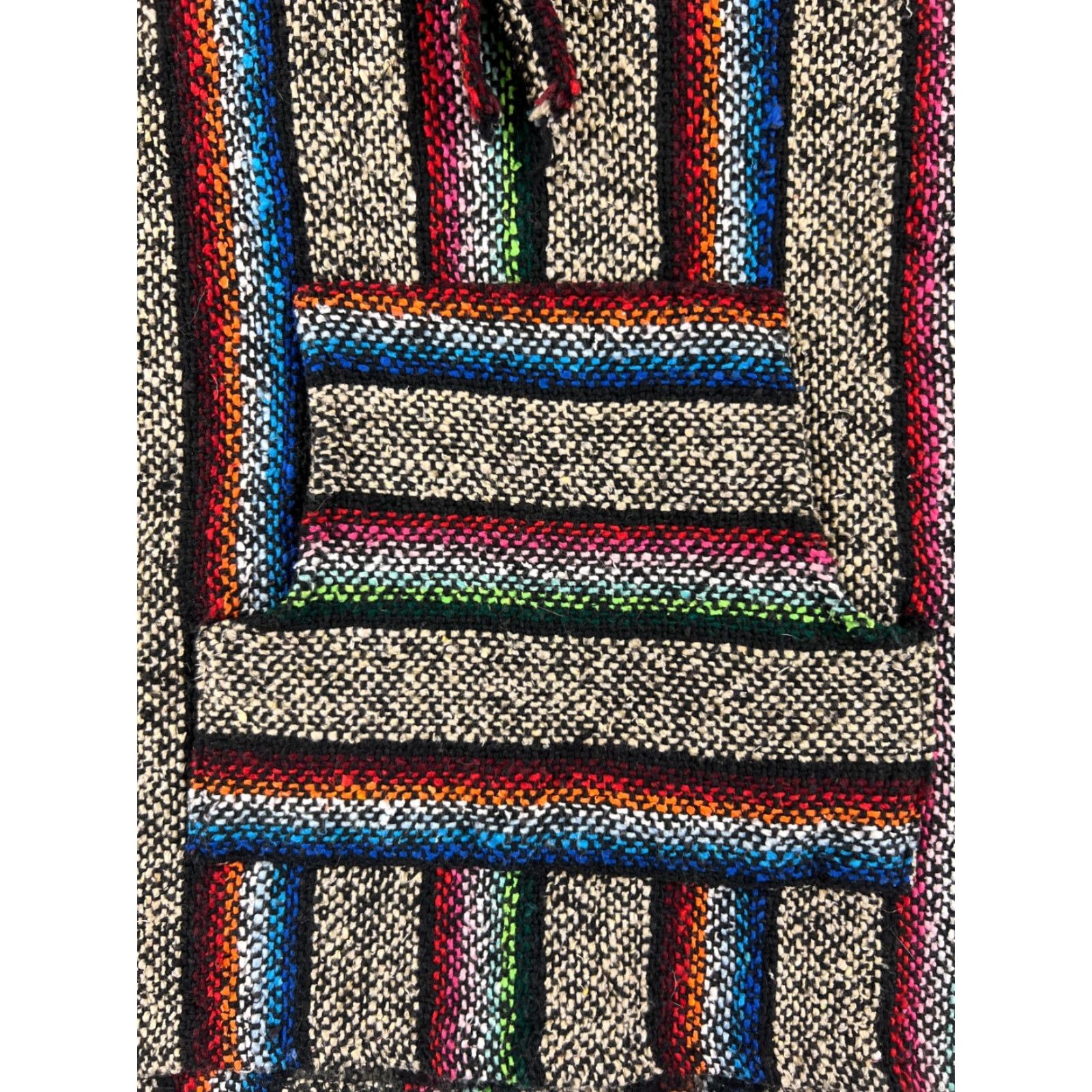 Rainbow Baja Hoodie Adult Medium Beige Rainbow Acrylic Blend Drug Rug Poncho Mexico Pullover Hooded Long Sleeve Crew Neck Pockets All Seasons Regular Mens Size US M / EU 48-50 / 2 - 6 Thumbnail