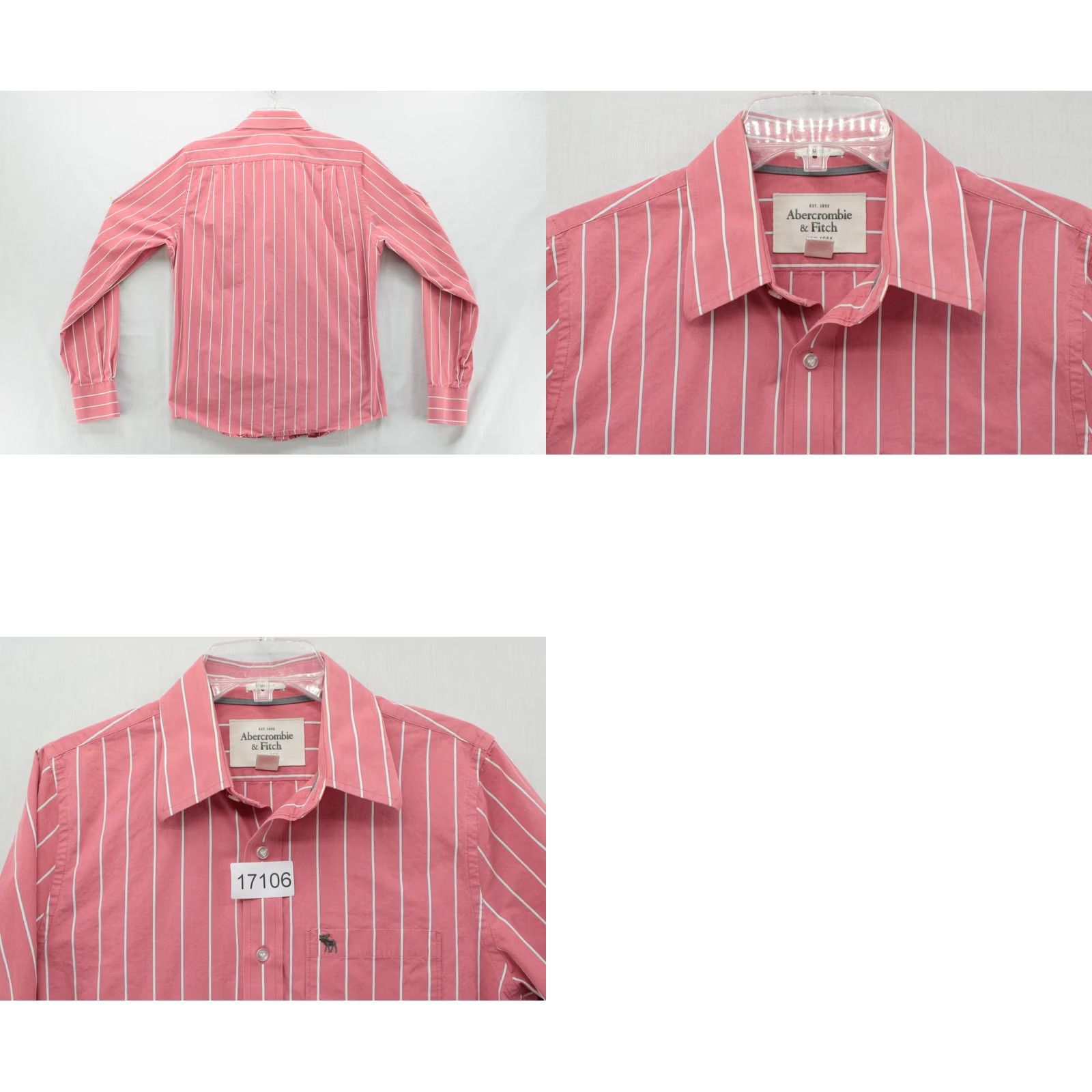 Abercrombie & Fitch Abercrombie & Fitch Shirt Mens Medium Muscle Fit Pink White Stripe Button up Size US M / EU 48-50 / 2 - 8 Thumbnail