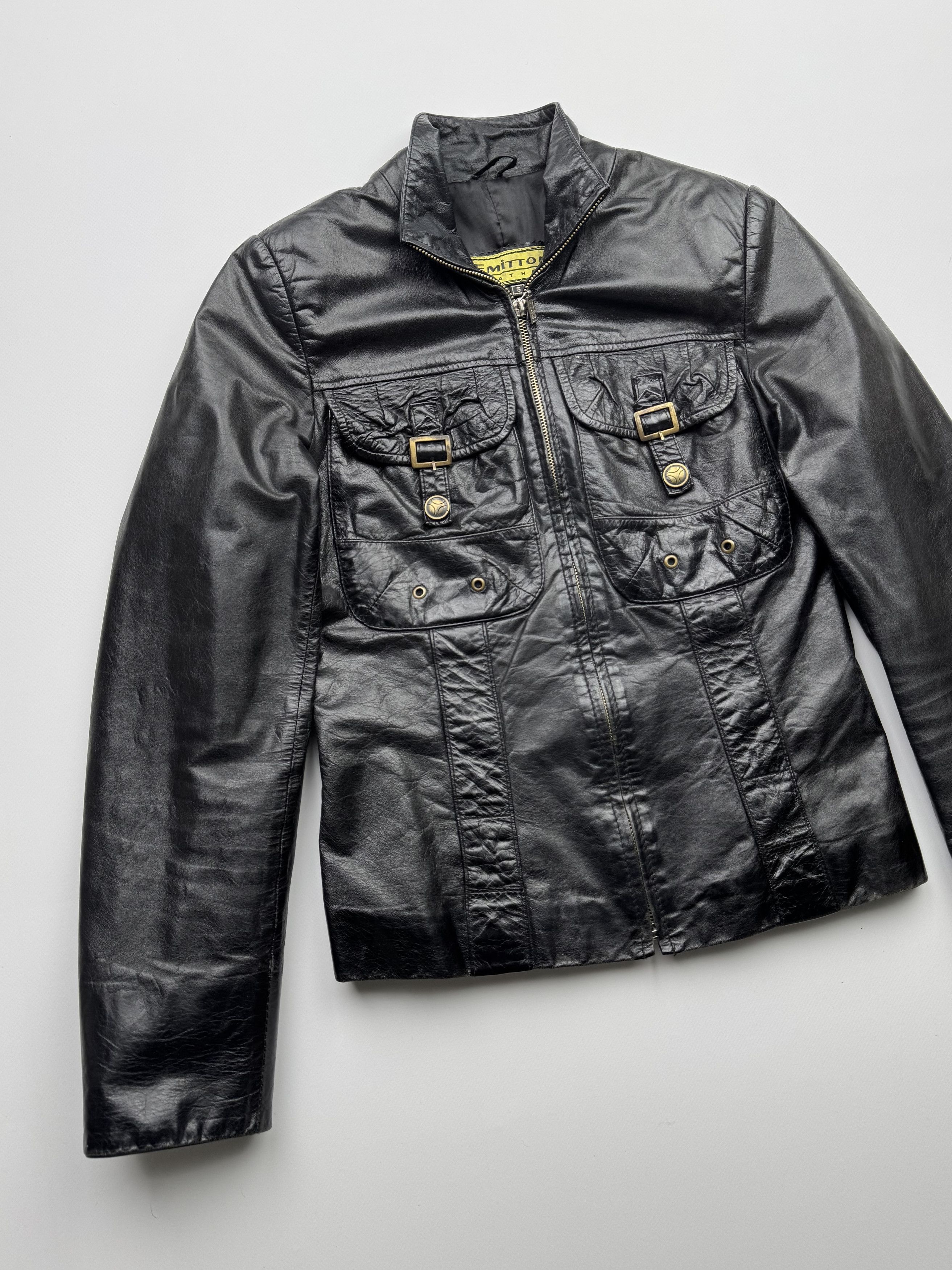Vintage Vintage Cropped Leather Jacket B248(V16)E2 Size XS / US 0-2 / IT 36-38 - 2 Thumbnail