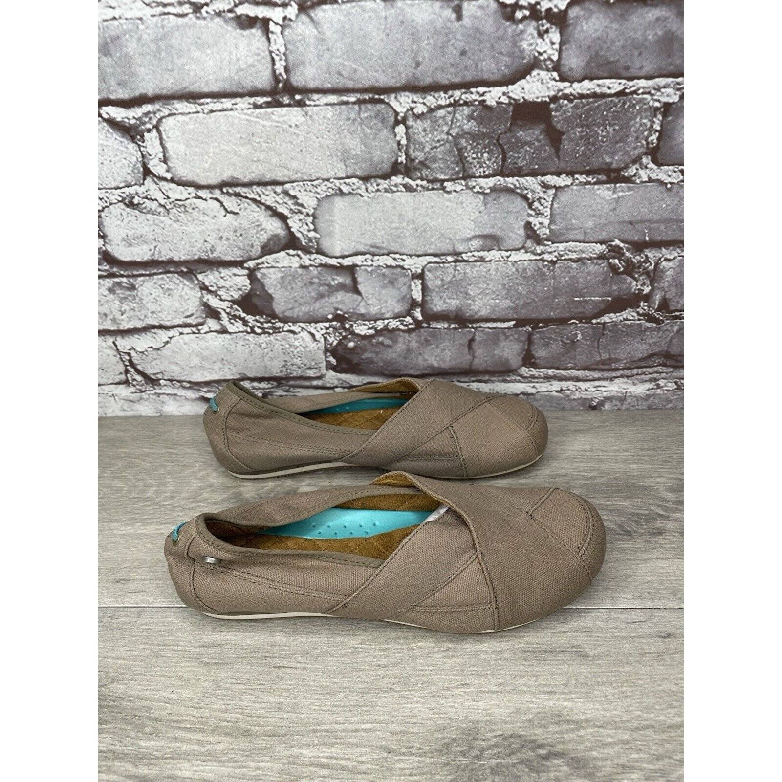 Other Mozo Taupe Canvas Fabric Comfort Slip Ballet Flats Shoes Wom Size US 8 / IT 38 - 15 Thumbnail