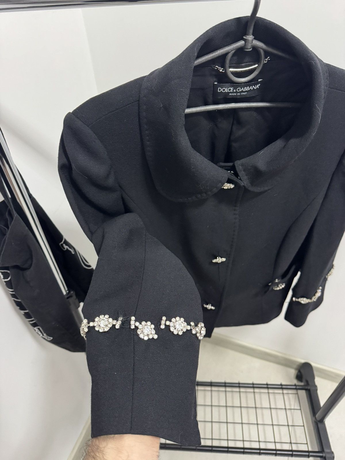 Dolce & Gabbana Dolce Gabbana Wool Embellished Cropped Jacket Crystal Button Size L / US 10 / IT 46 - 10 Thumbnail