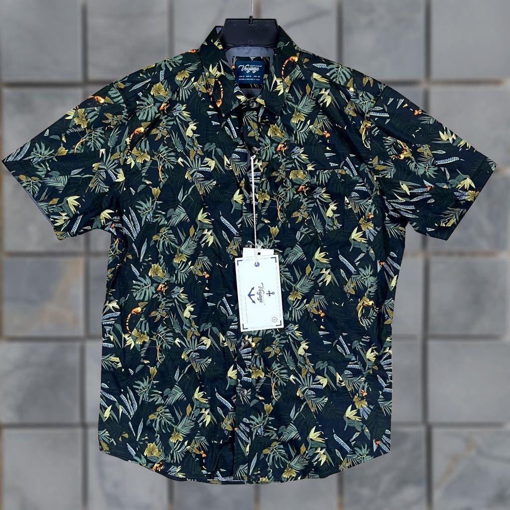 Vintage Voyage Craft Flow Shirt M Black Floral Tropical Short Sleeve Hawaiian Button Up Mens Size US M / EU 48-50 / 2 - 1 Thumbnail