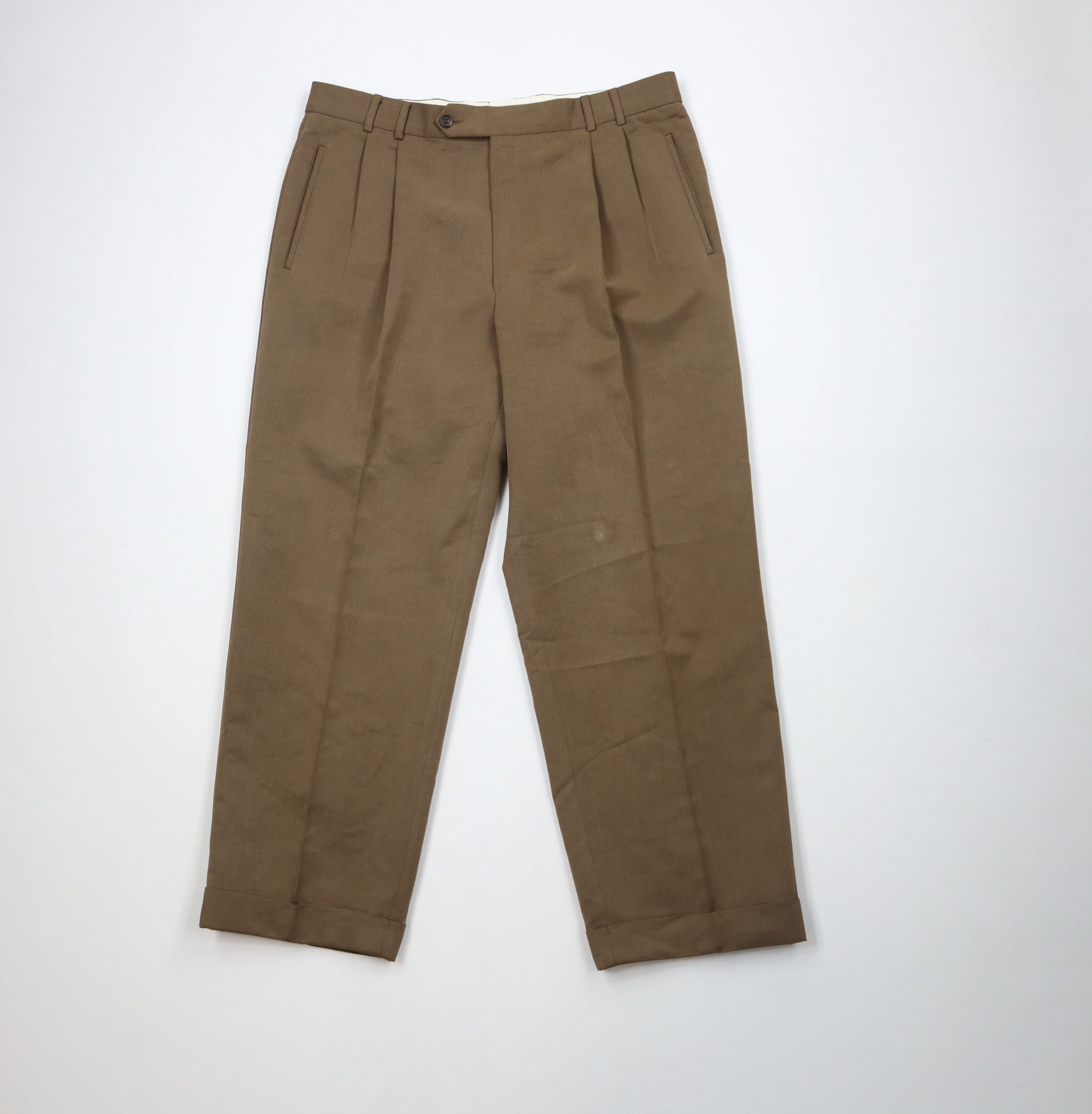 Vintage Vintage 90s Streetwear Pleated Wide Leg Whipcord Chino Pants Size US 34 / EU 50 - 1 Thumbnail