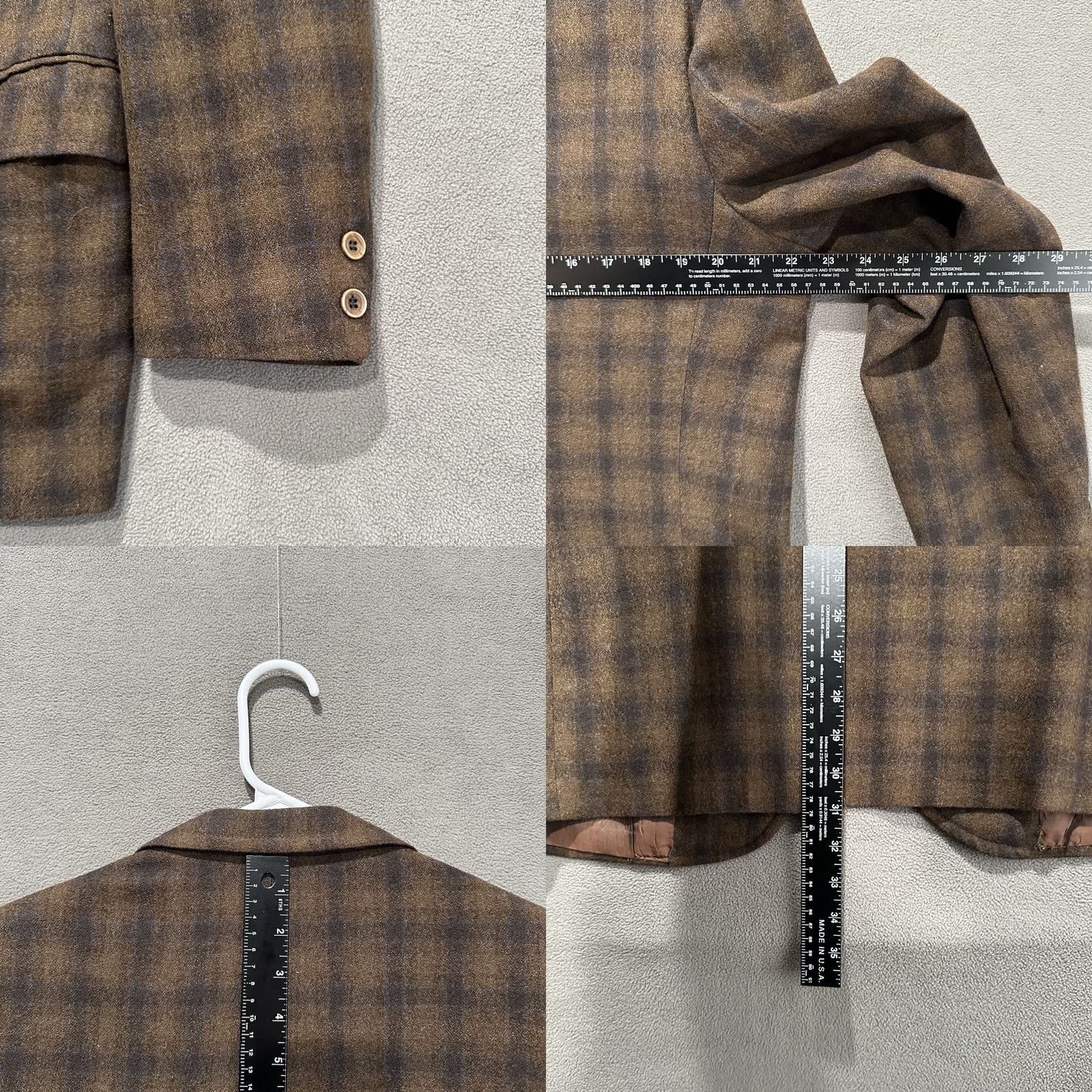 Vintage Towncraft Sport Coat Mens 44R Brown Plaid Wool Blazer Jacket Size 44R - 8 Thumbnail