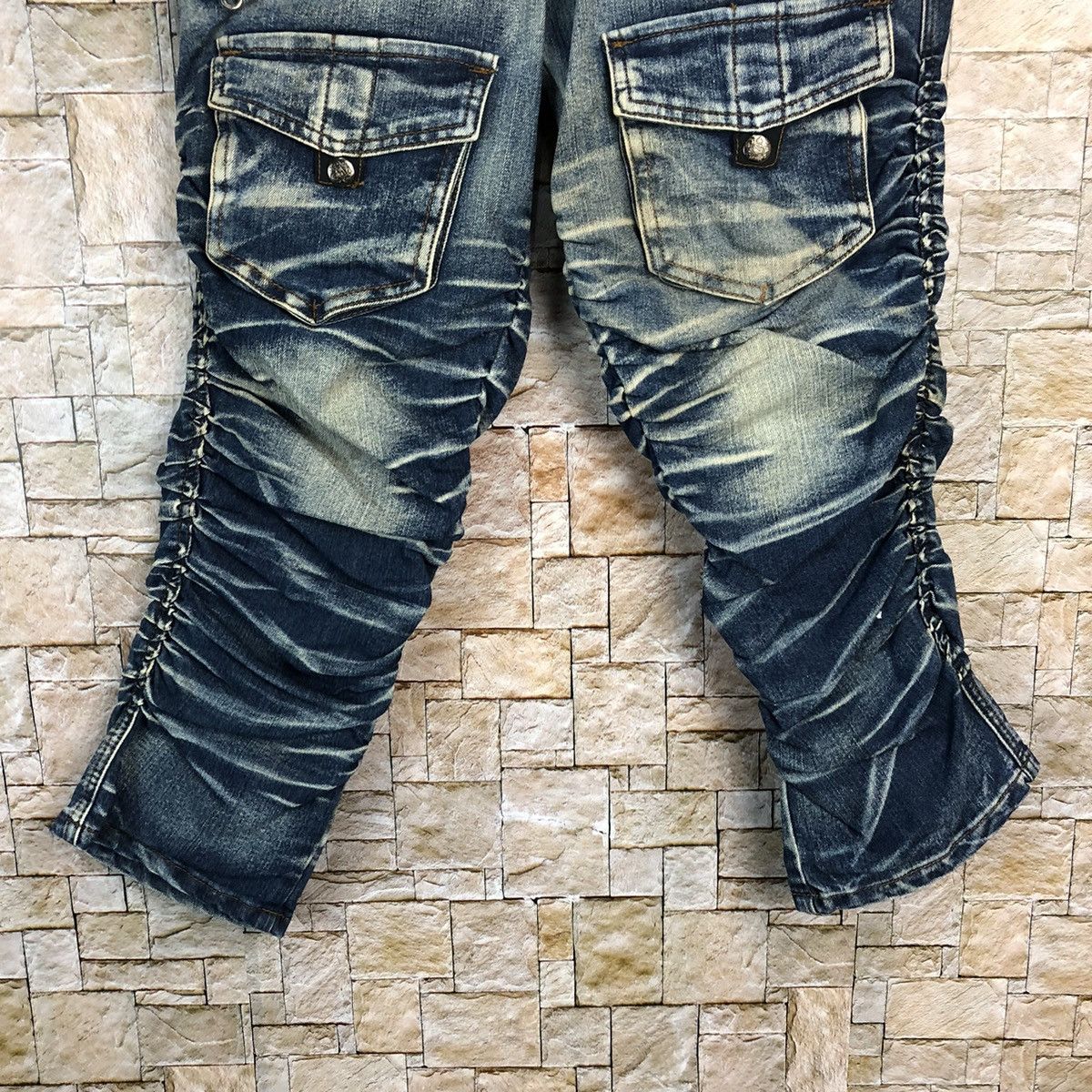 Japanese Brand Elme Design faded Blue Cropped spring Denim Pants #A347 Size US 31 - 7 Thumbnail