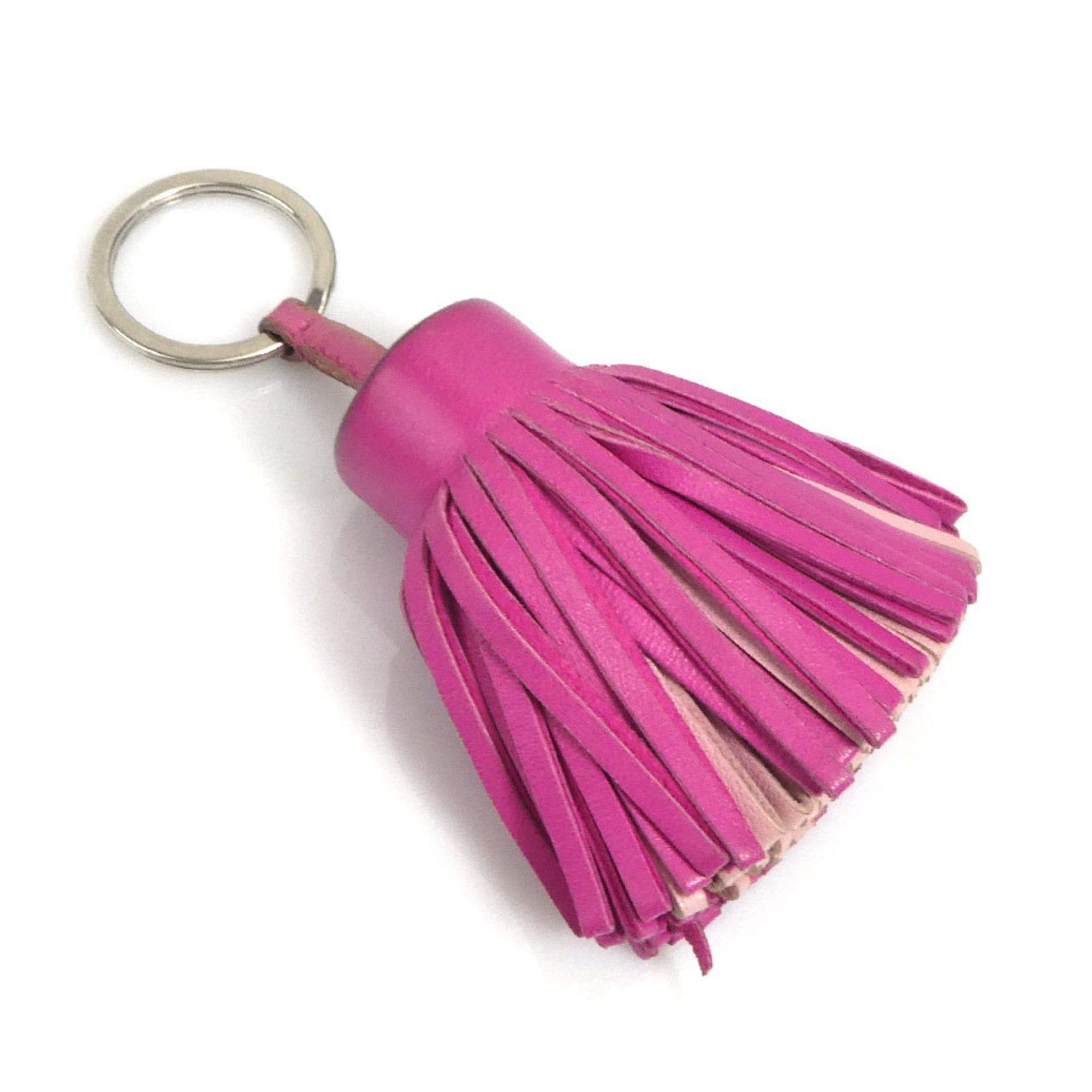 image of Hermes Keyring Keychain Carmen Leather/metal Magenta/light Pink/silver Unisex, Women's
