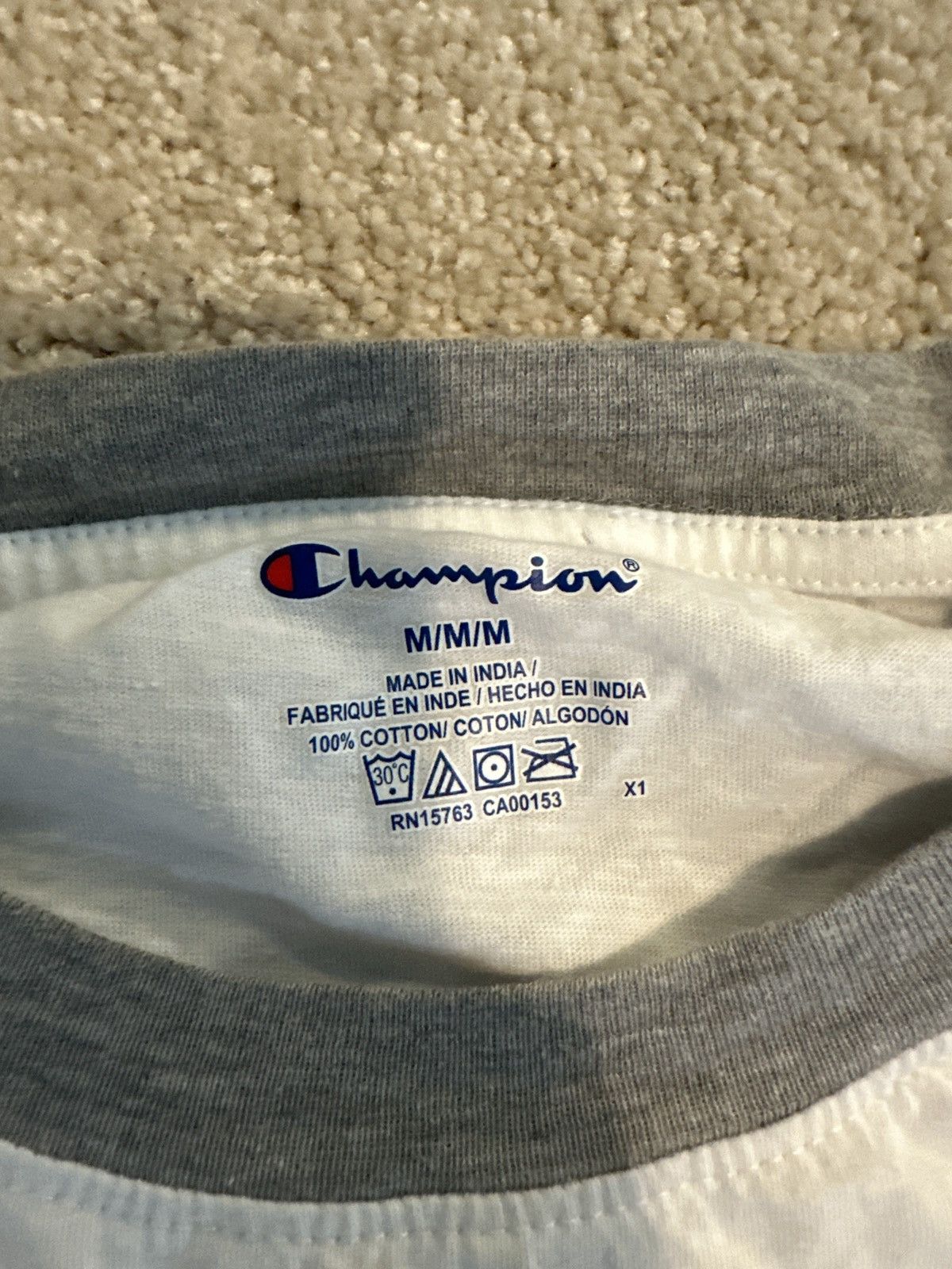 Champion Champion Gray Collared White Tee Size US M / EU 48-50 / 2 - 3 Thumbnail