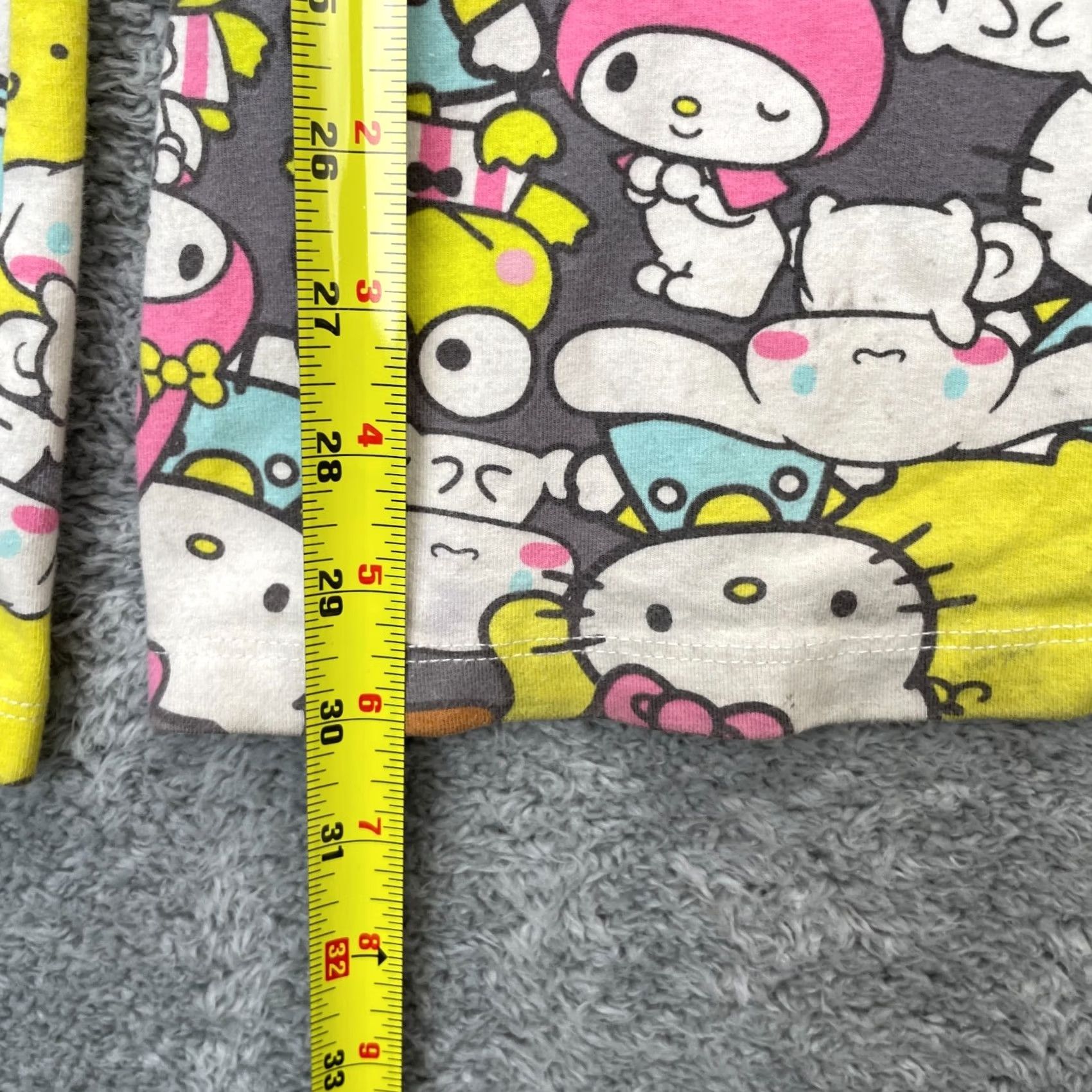 Vintage Hello Kitty Pants Womens 26 Yellow Sanrio Graphic Flared Bell Leg Stretch Anime Size 26" / US 2 / IT 38 - 6 Thumbnail