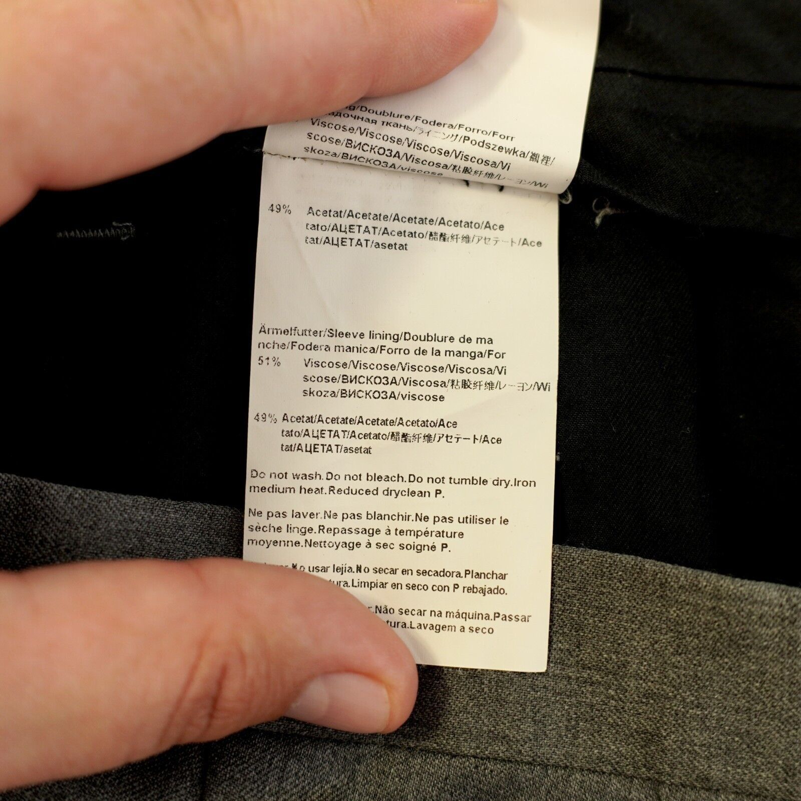 Hugo Boss DAMAGED Hugo Boss The Grand Central Wool Gray Flat Front Dre Size 34R - 8 Thumbnail