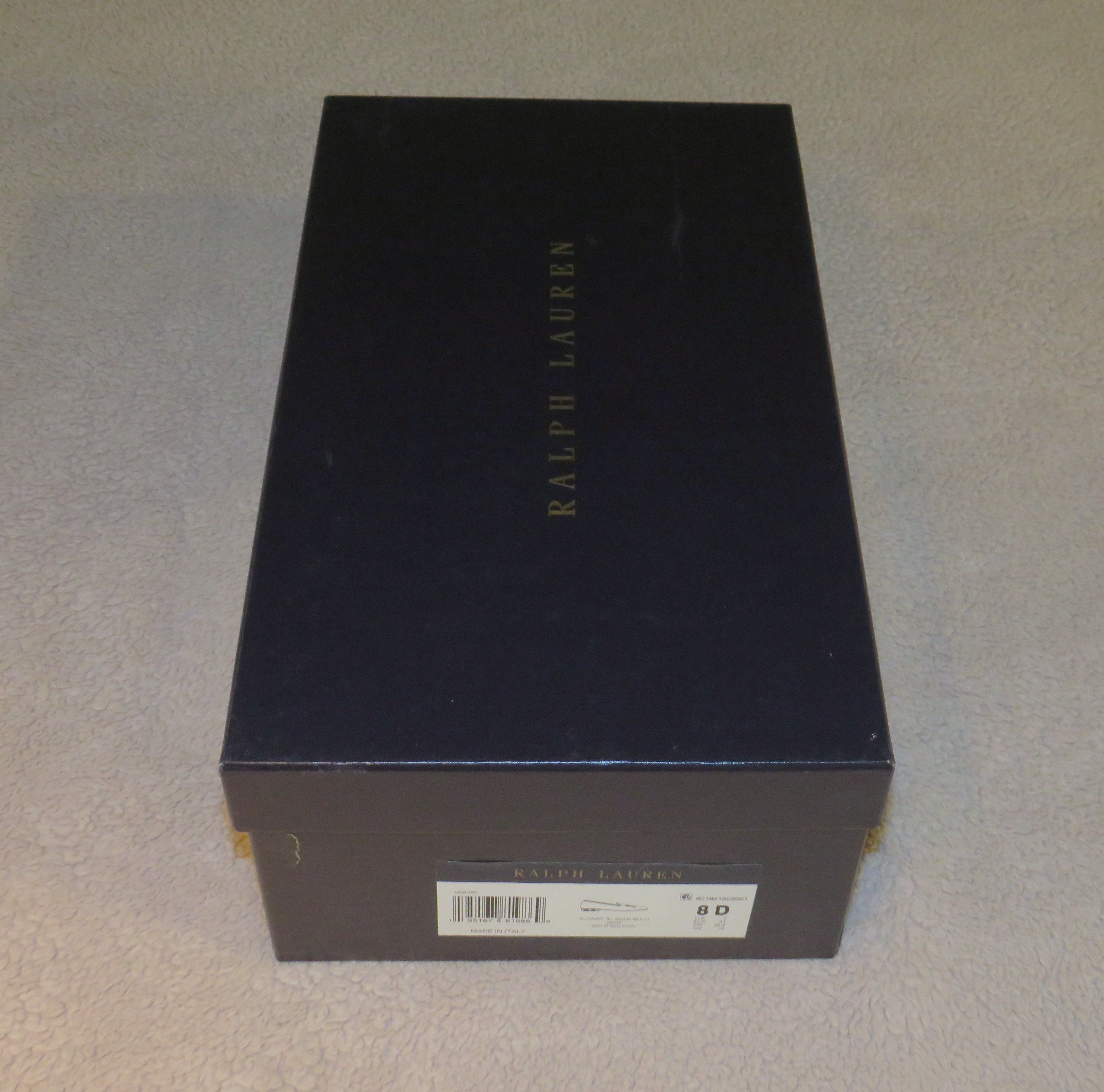Ralph Lauren Purple Label Alonzo Navy Gold Bullion RL Velvet Slipper 8D NWB Size US 8 / EU 41 - 13 Thumbnail