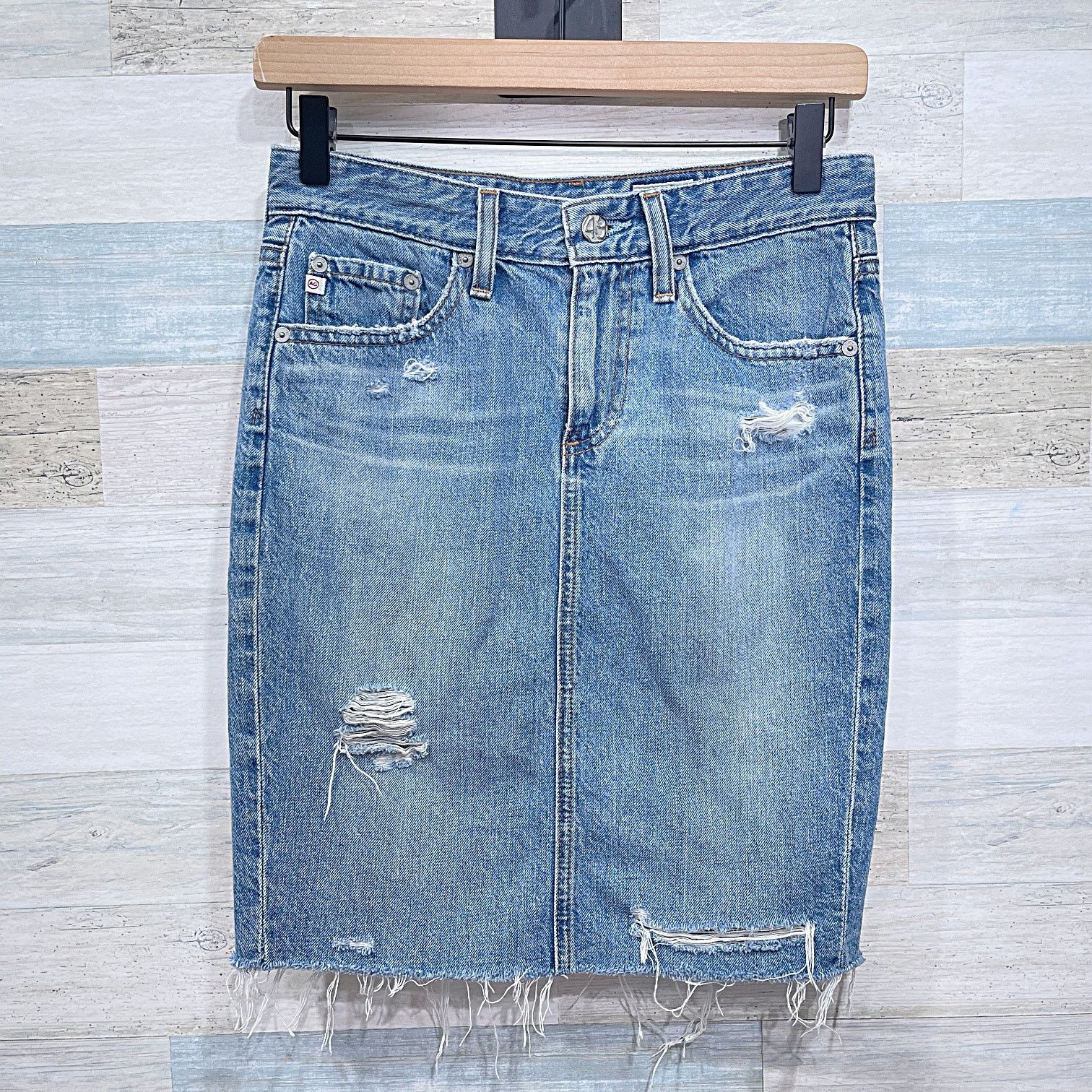 AG Adriano Goldschmied AG Adriano Goldschmied Erin Denim Pencil Skirt Womens 25 Size 25" / US 0 / IT 36 - 2 Thumbnail