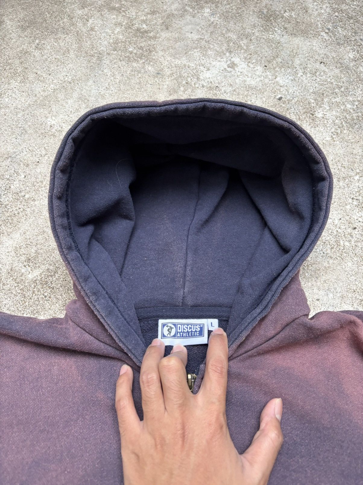 Vintage Faded Thrashed Distressed Discus Zip Hoodie Size US M / EU 48-50 / 2 - 5 Thumbnail