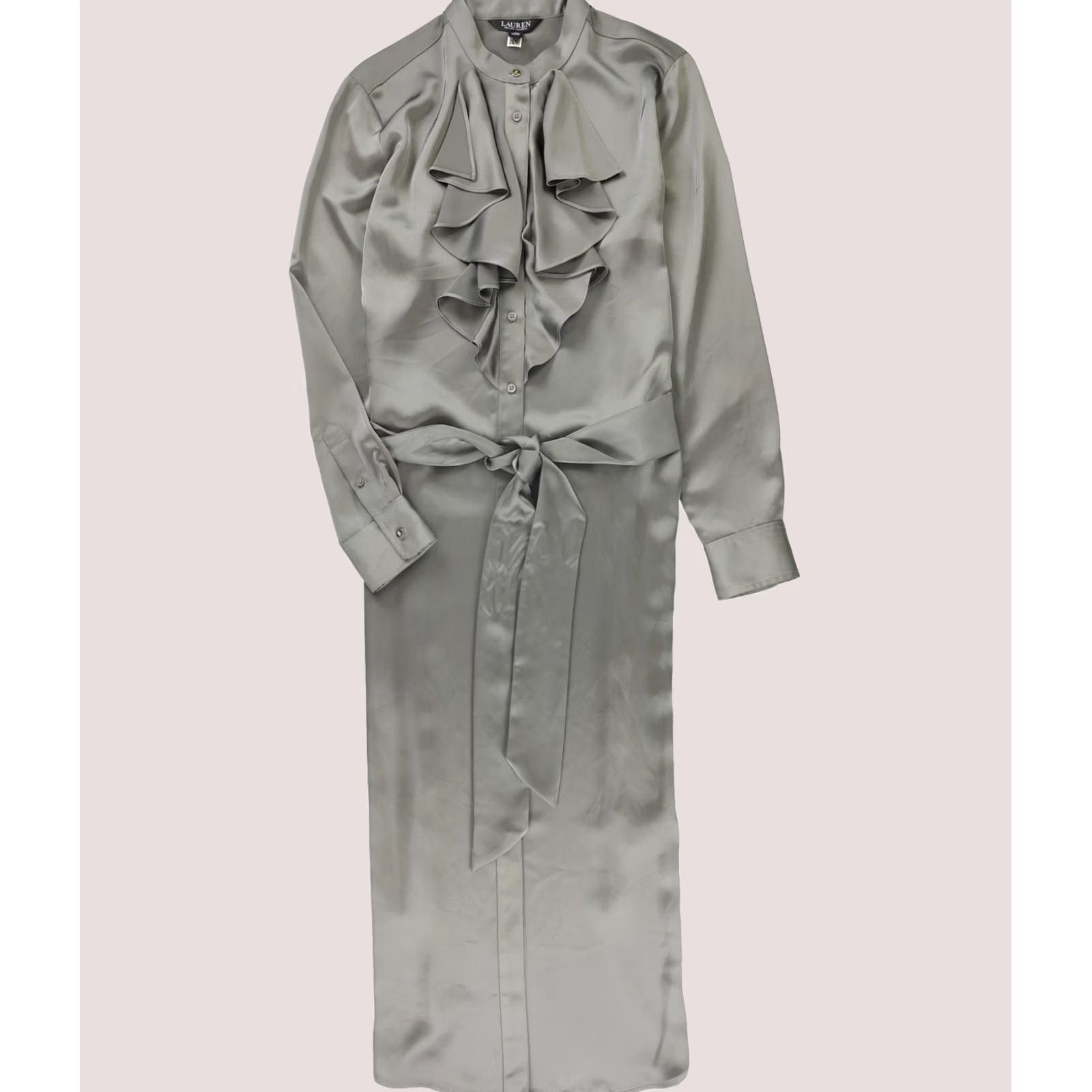 Ralph Lauren Ralph Lauren Womens Shirt Dress gray Size 8 Belted Ruffle Trim Size M / US 6-8 / IT 42-44 - 1 Thumbnail