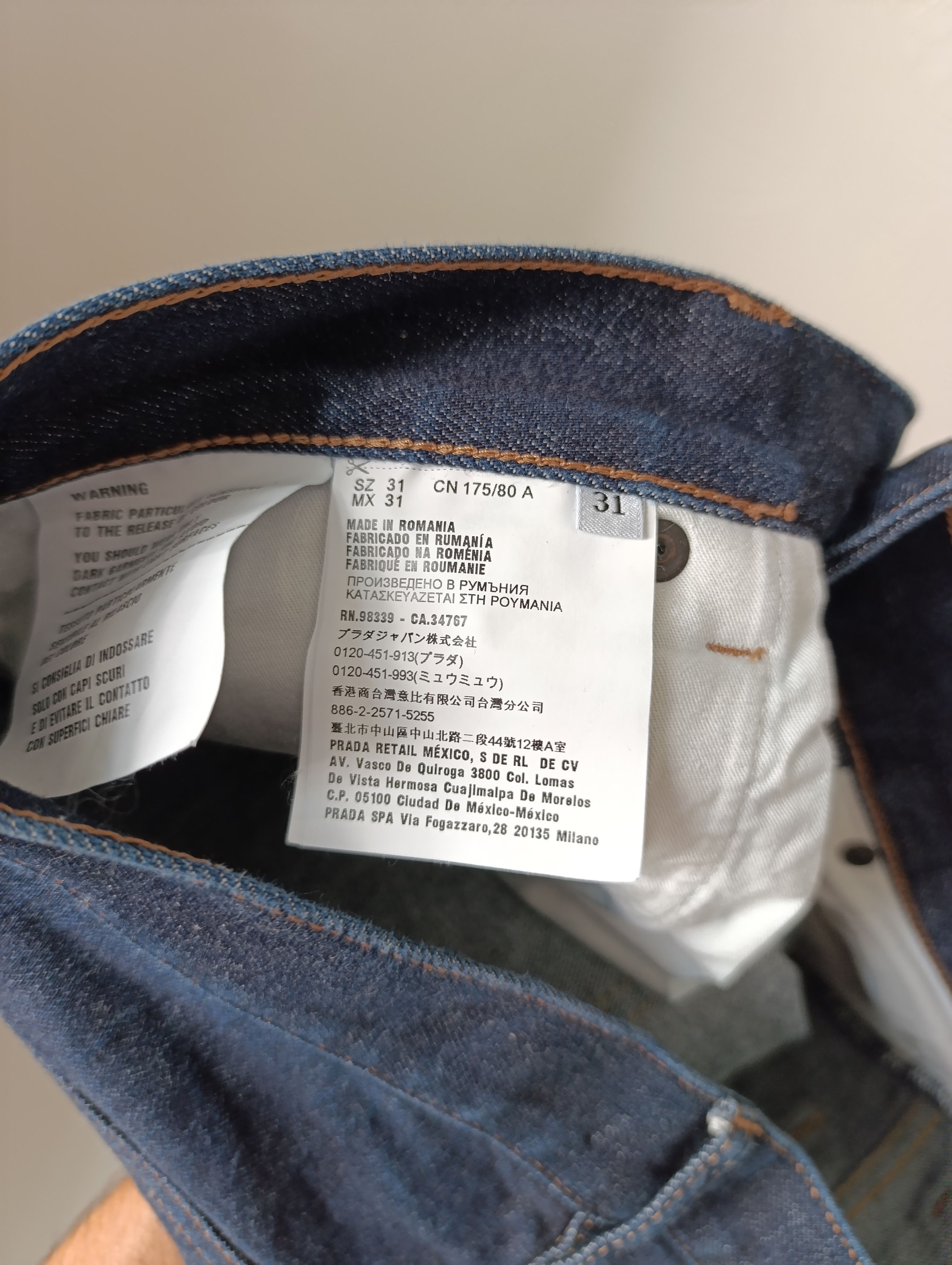 Designer PRADA SLIM-FIT MID-RISE JEANS NAVY Size US 31 - 14 Thumbnail