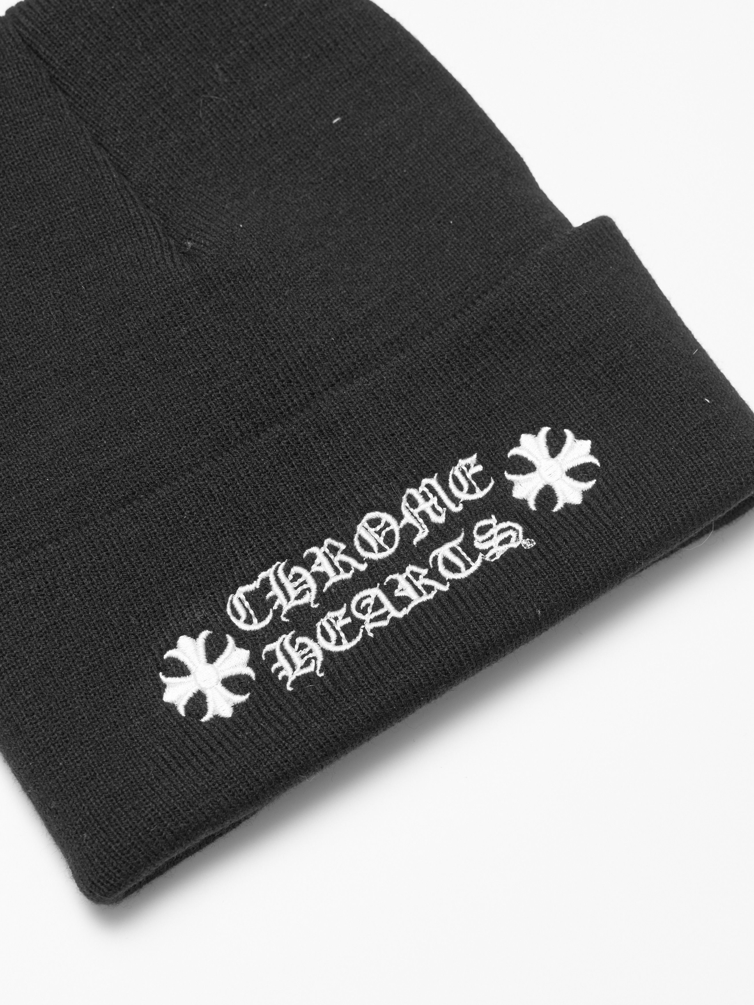 Chrome Hearts BLACK AND WHITE LOGO CHROME HEARTS BEANIE Size ONE SIZE - 3 Thumbnail