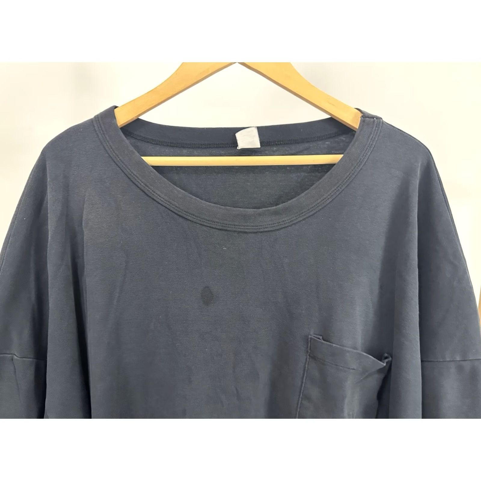 Vintage VTG Blank Pocket Front Faded Reinforced Collar Thick Cotton T-Shirt RARE 4XL USA Size US XXL / EU 58 / 5 - 7 Thumbnail