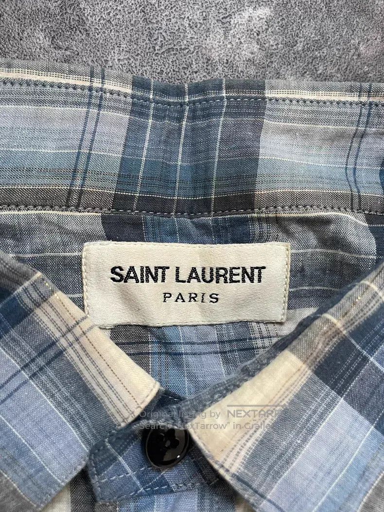 Saint Laurent Paris Saint Laurent Paris Blue and white gold thread plaid shirt Size US XXS / EU 40 - 5 Thumbnail