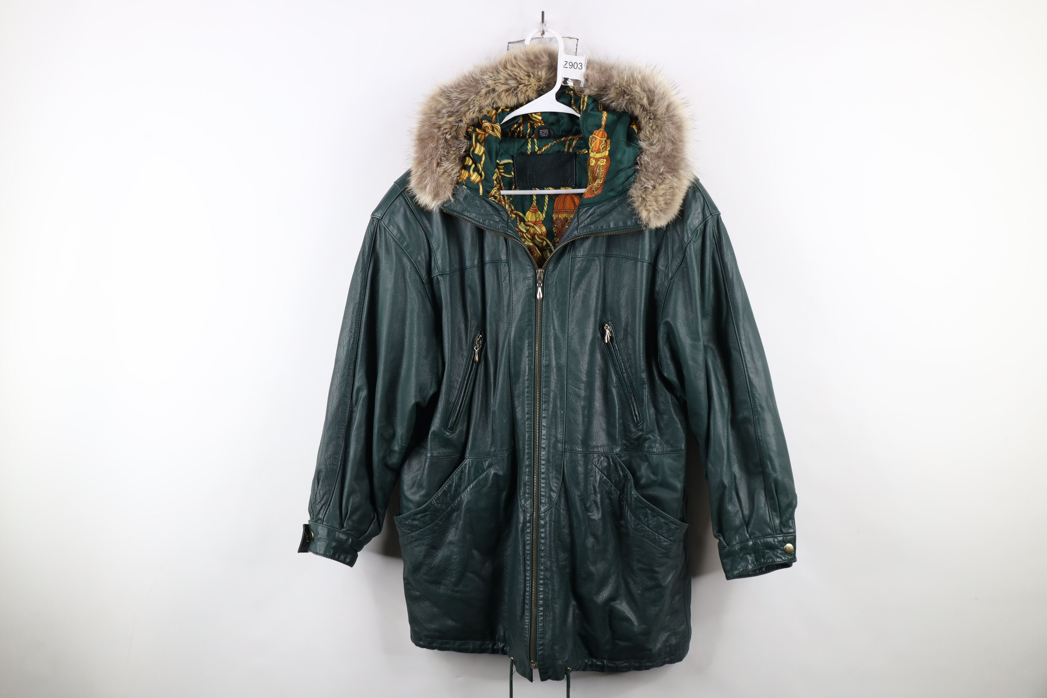 Vintage Vintage 90s Streetwear Fur Trim Hooded Cape Leather Jacket Size M / US 6-8 / IT 42-44 - 1 Thumbnail