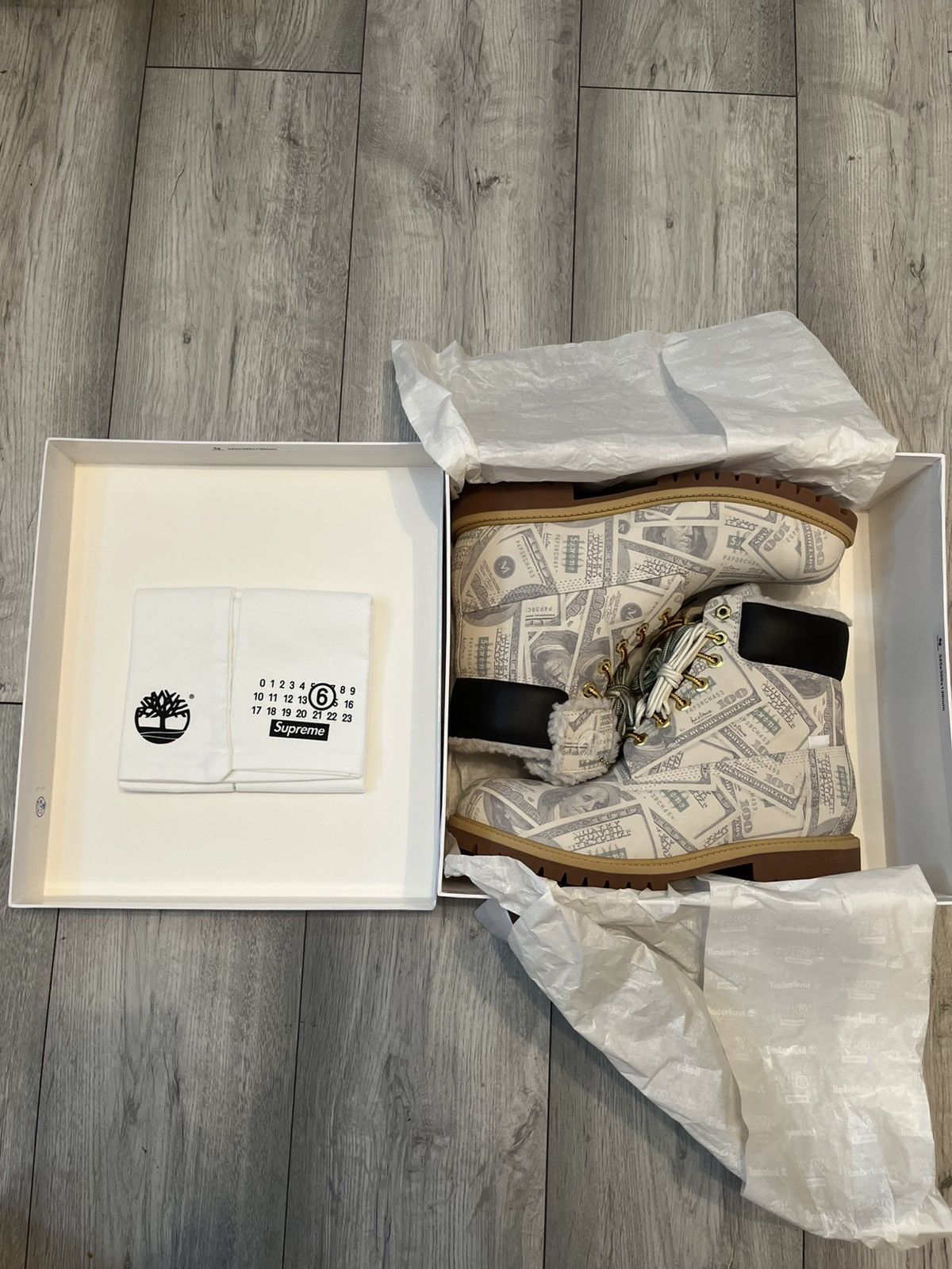 Maison Margiela × Supreme Supreme MM6 Maison Margiela Timberland Boot $100 Bills Size US 9 / EU 42 - 6 Thumbnail