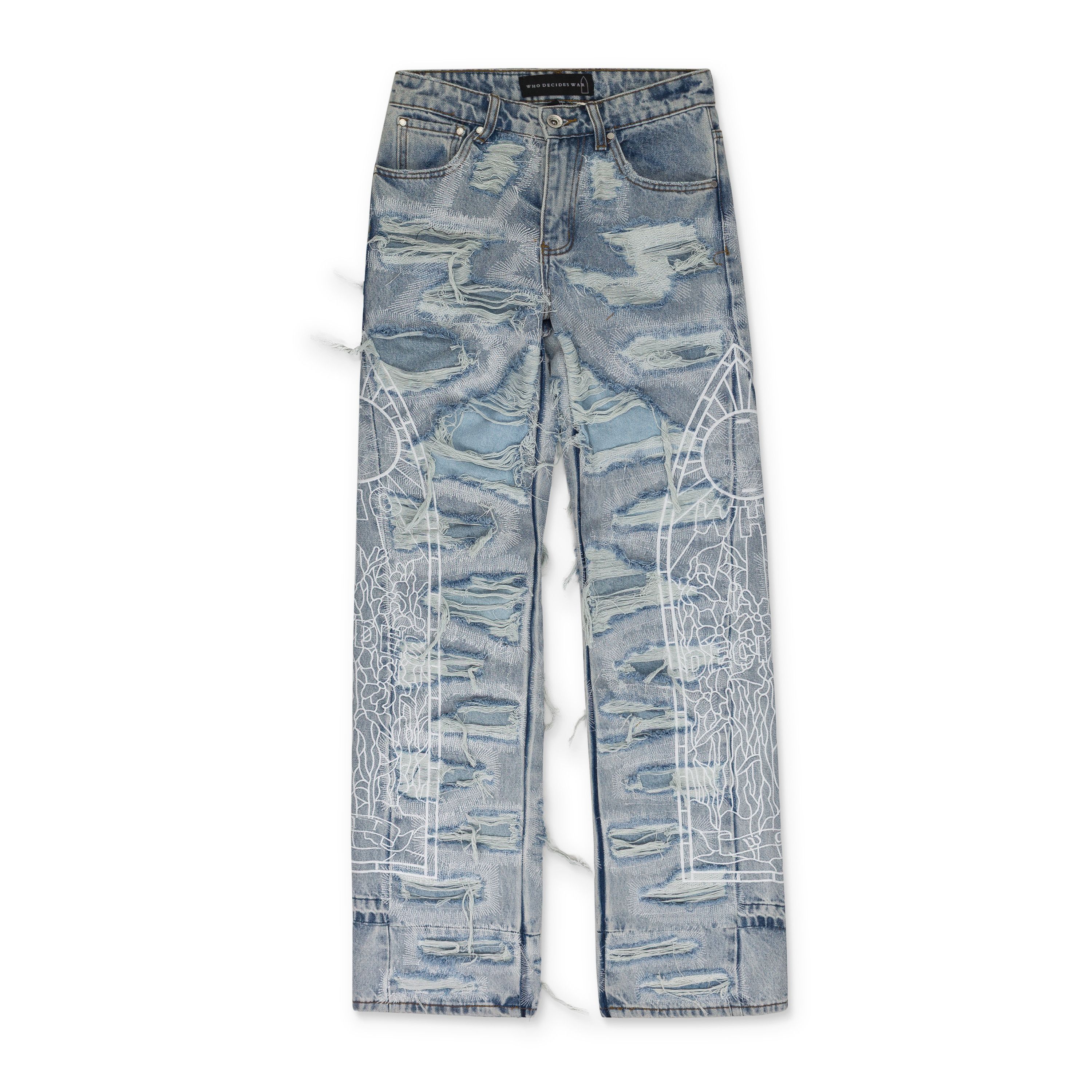 Who Decides War BLUE DISTRESSED STRAIGHT-FIT JEANS SIZE 26