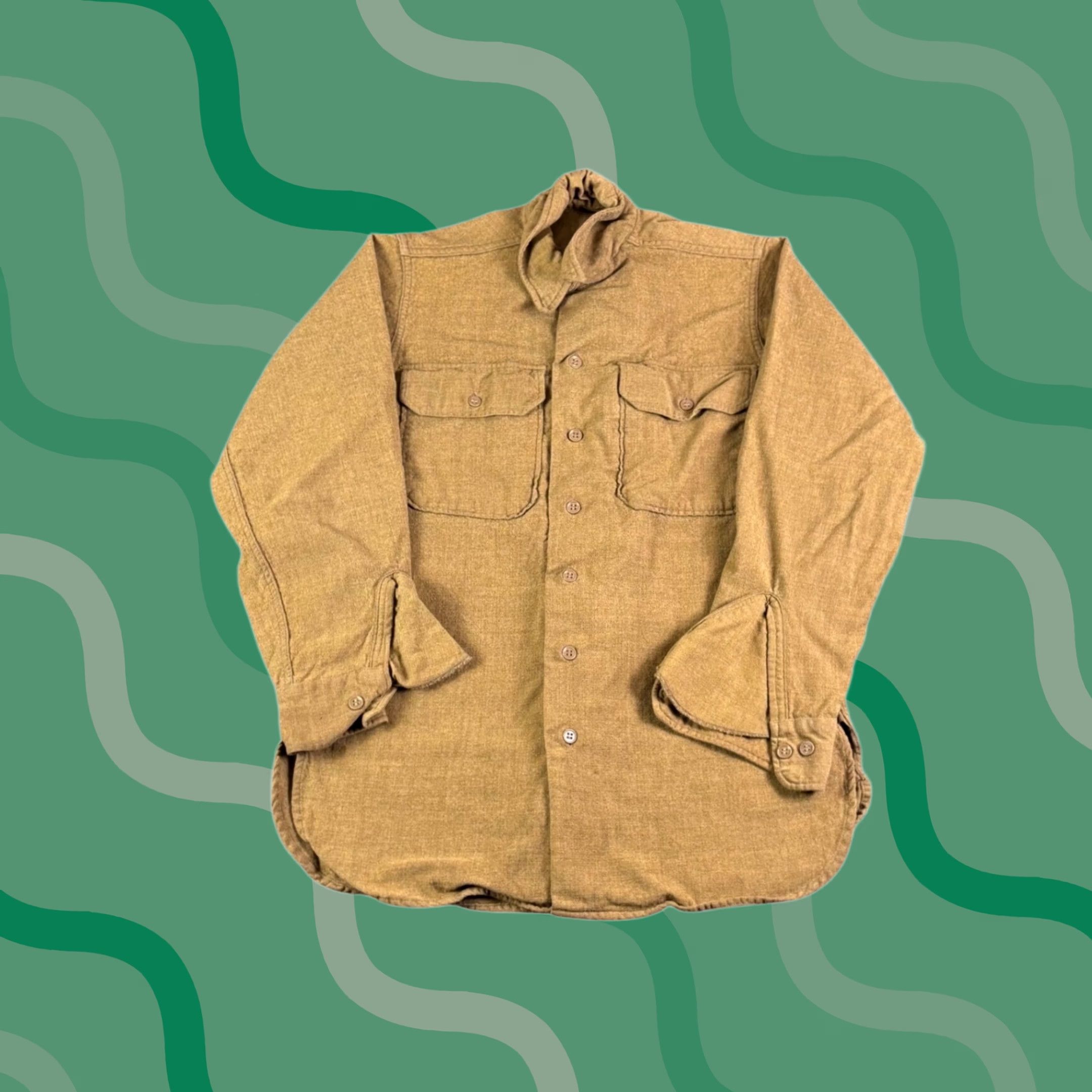 Vintage VINTAGE Military Wool Flannel Field Shirt Khaki Brown Button Up Heavyweight Pockets Casual Mens S Brown Size US S / EU 44-46 / 1 - 1 Thumbnail