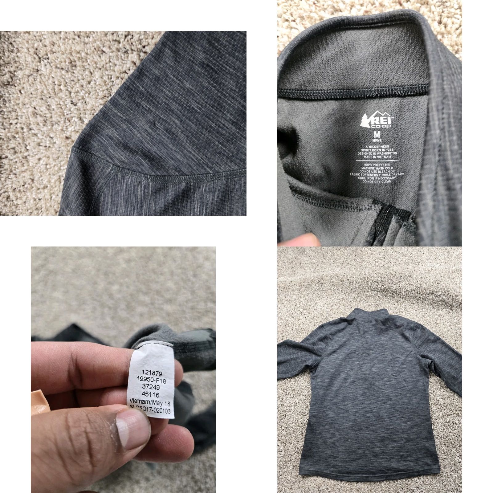 Vintage REI Shirt Mens Medium Gray 1/4 Zip Pullover Long Sleeve Athletic Hiking Stretch Size US M / EU 48-50 / 2 - 8 Thumbnail