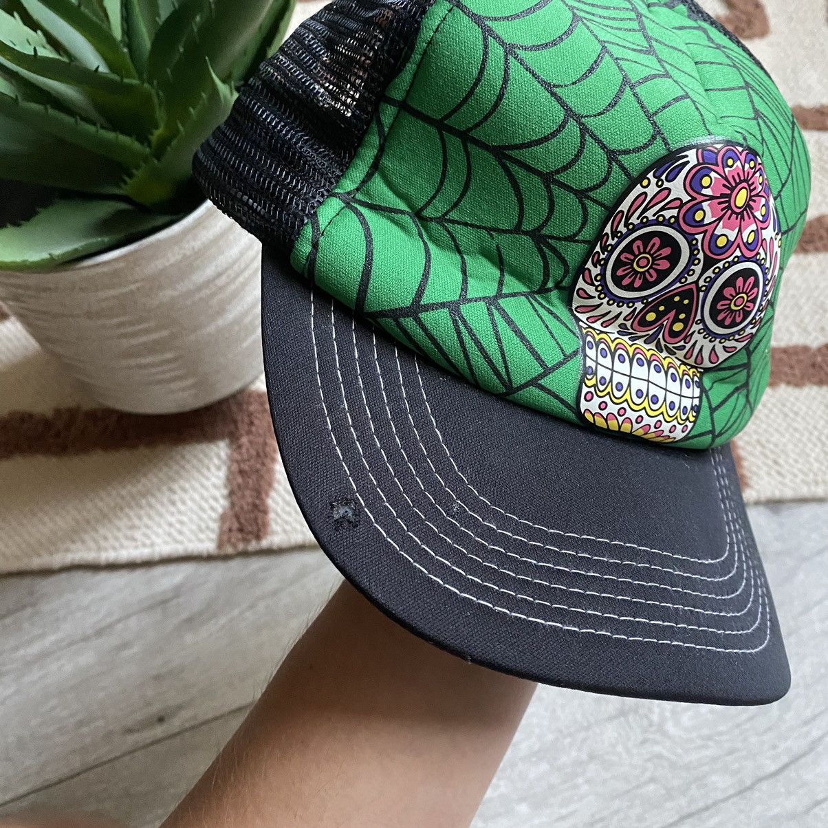 Vintage RARE HOLLYWOOD MIRROR FASHION MEXICO SKULL CAP Size ONE SIZE - 2 Thumbnail