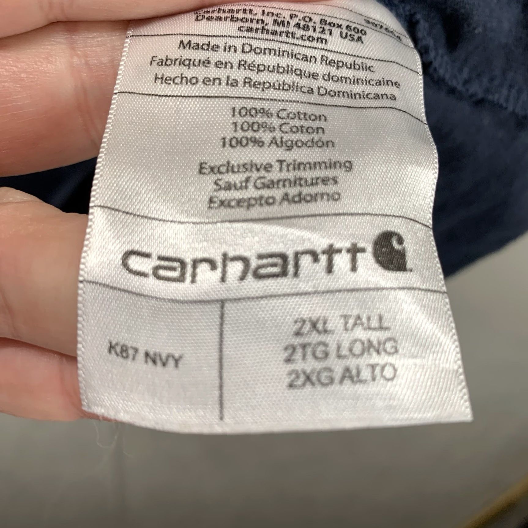 Carhartt VINTAGE Carhartt Mens Navy 2XLT TALL Short Sleeve T-Shirt Loose Fit All Cotton Size US XXL / EU 58 / 5 - 7 Thumbnail