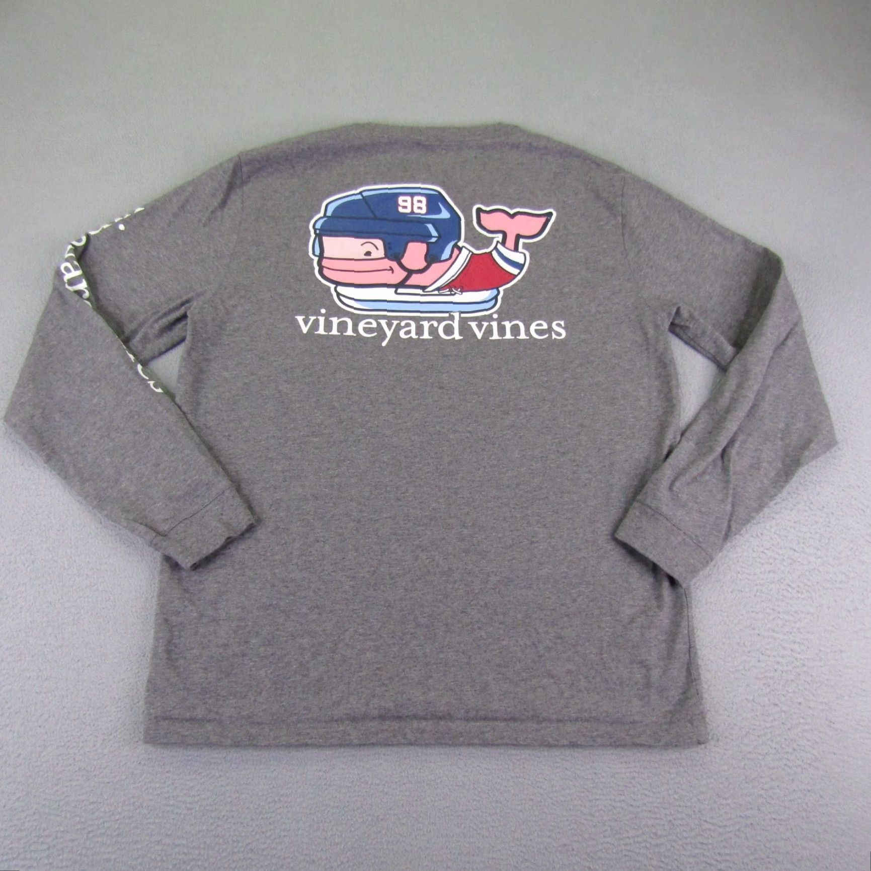 Vineyard Vines VINEYARD VINES Shirt Mens M Gray Pocket Whale Hockey Spell Out Preppy Tee Size US M / EU 48-50 / 2 - 5 Thumbnail