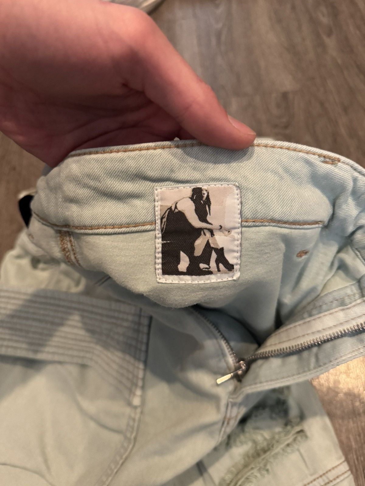 Rick Owens Rick Owens Easy Creatch Cargo Pants in Shredded Aqua FW22 Size US 34 / EU 50 - 13 Thumbnail